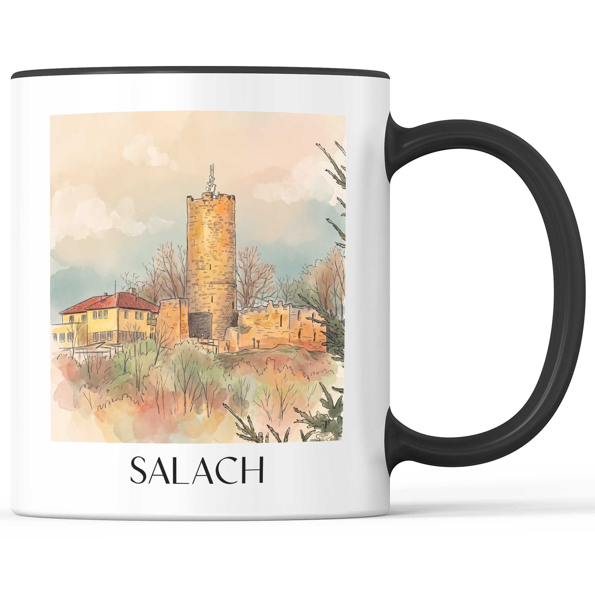 Salach Kaffeebecher - Schwäbische Alb - Deutschland Becher - Kaffeetasse im Aquarell Stil - favplace