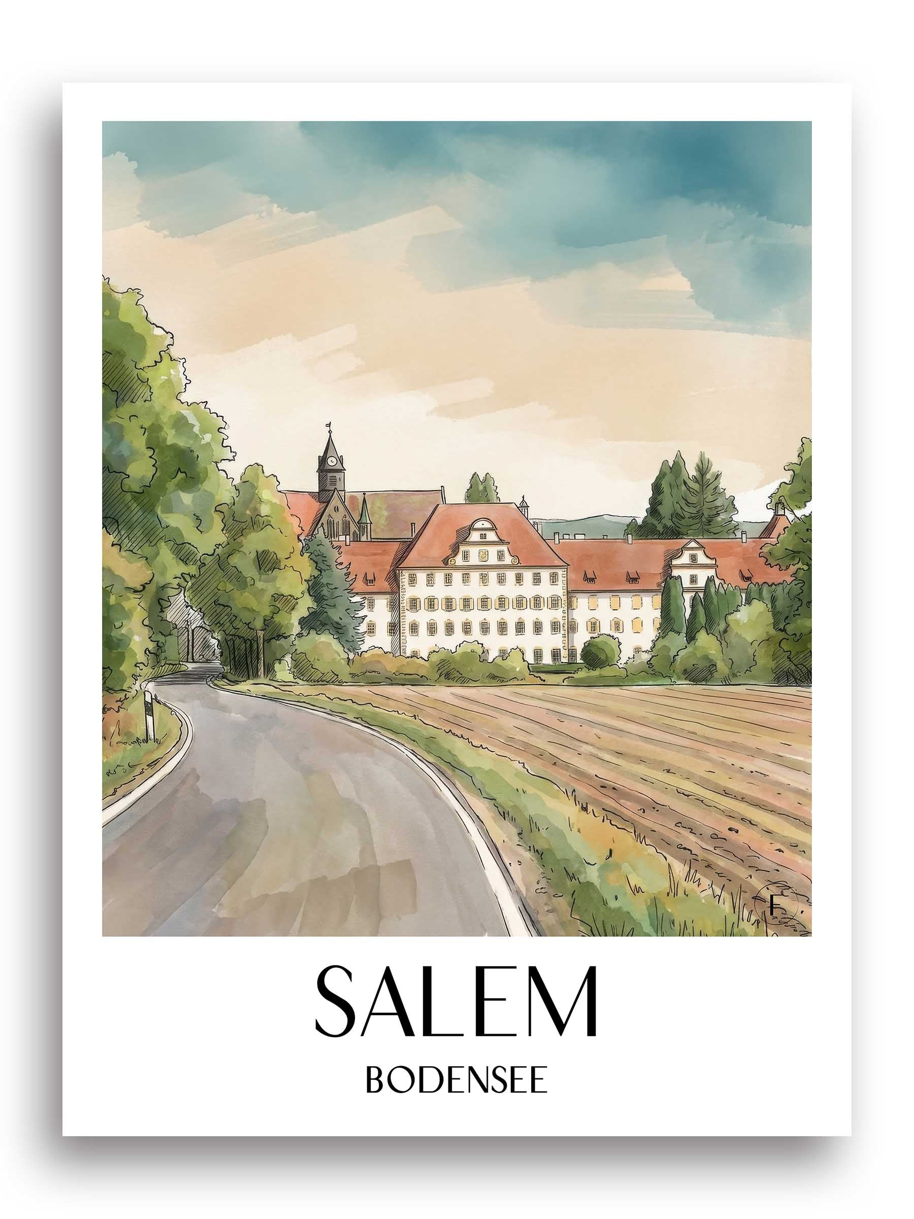 salem-bodensee-deutschland-poster-aquarell