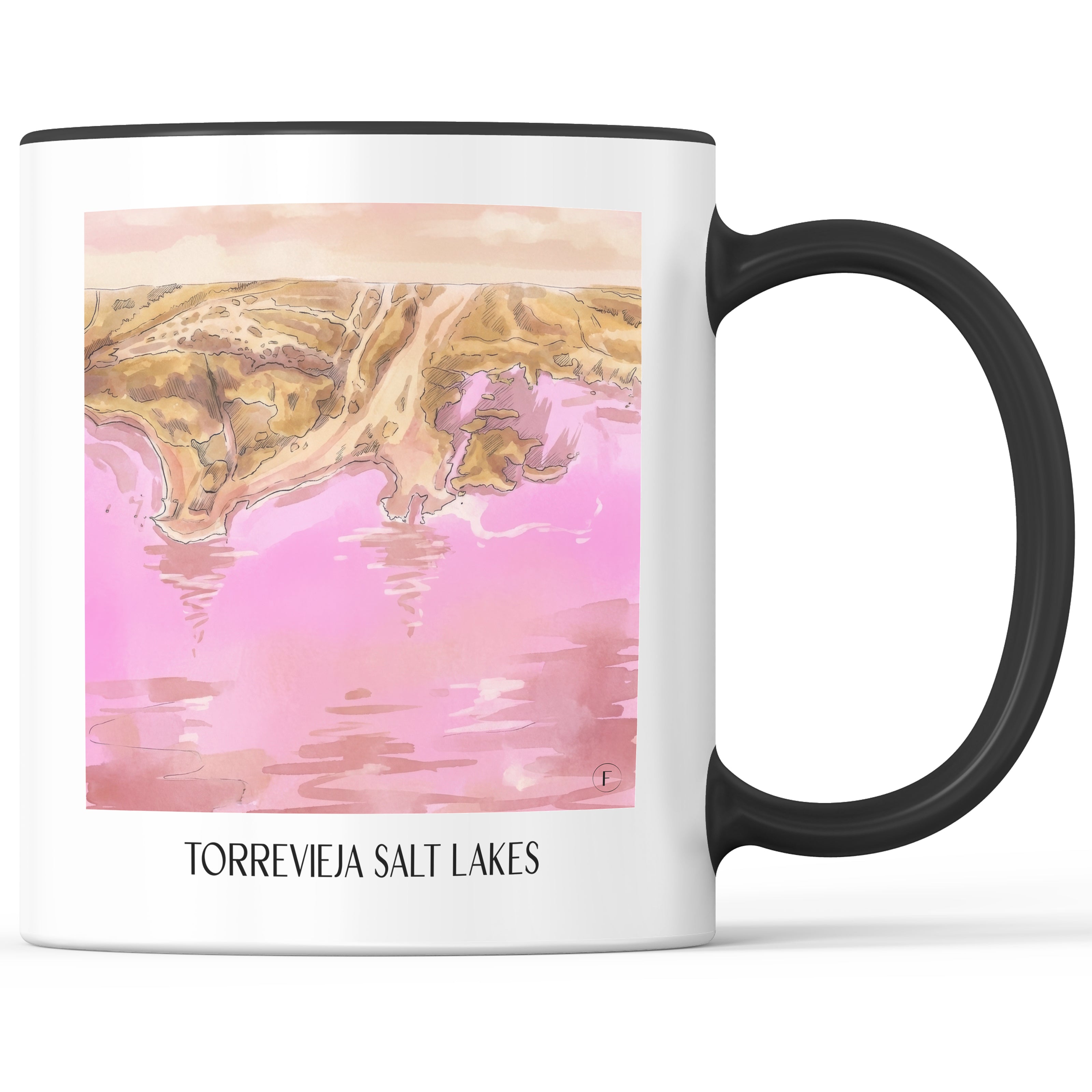 Salinas de Torrevieja Kaffeebecher - Spanien - Spanien Becher - Kaffeetasse im Aquarell Pink Stil - favplace