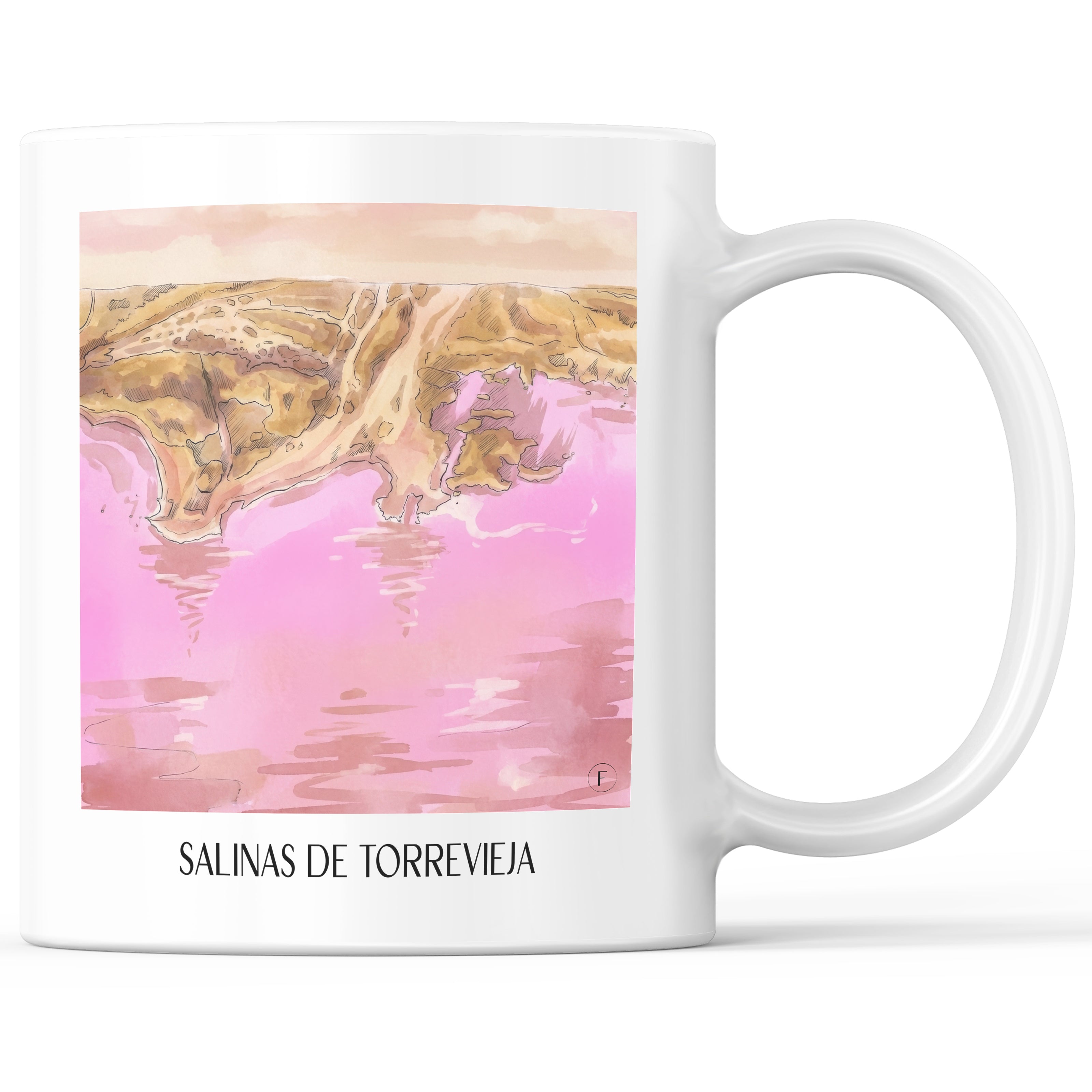 Salinas de Torrevieja Kaffeebecher - Spanien - Spanien Becher - Kaffeetasse im Aquarell Pink Stil - favplace