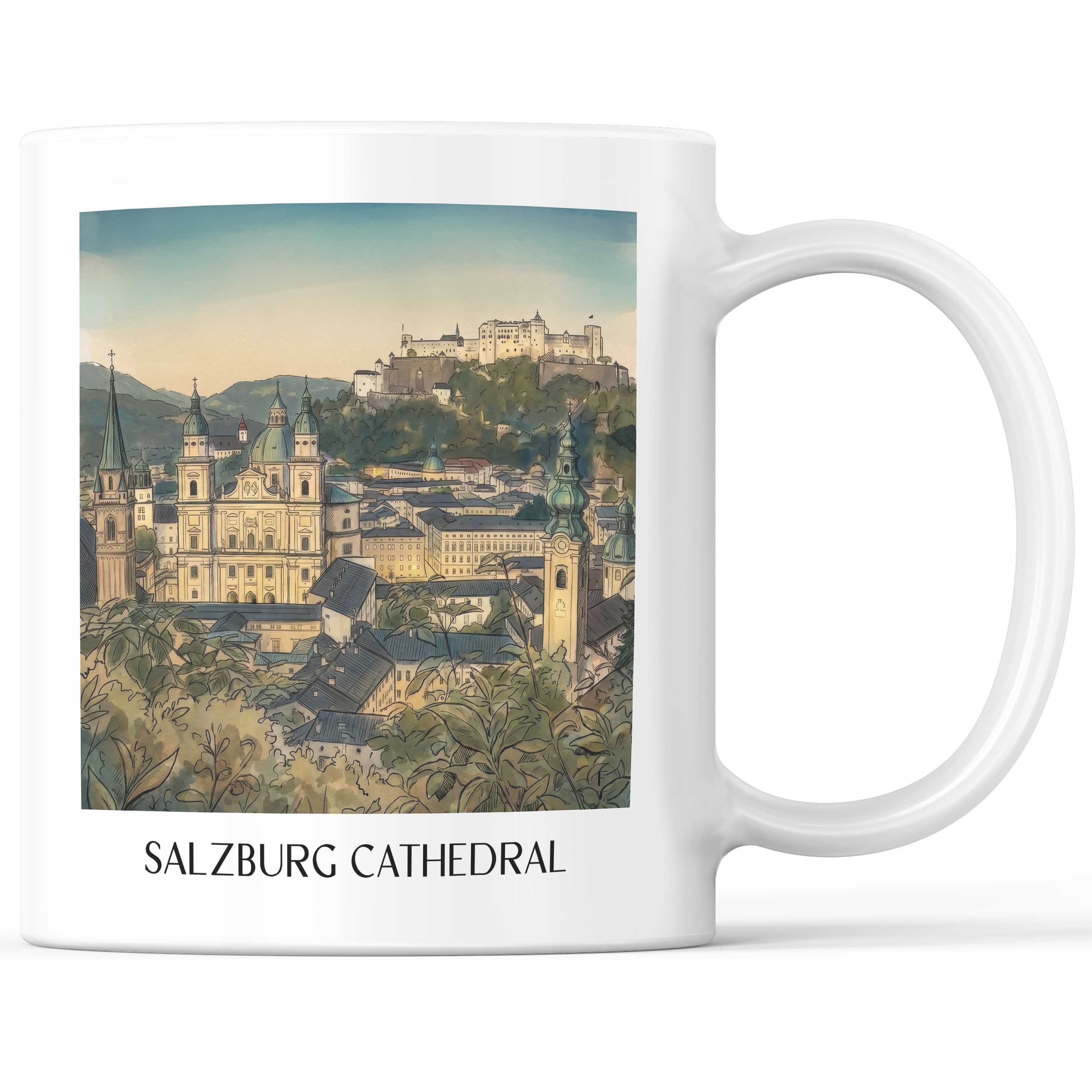 Salzburger Dom Kaffeebecher - Österreich - Österreich Becher - Kaffeetasse im Aquarell Stil - favplace