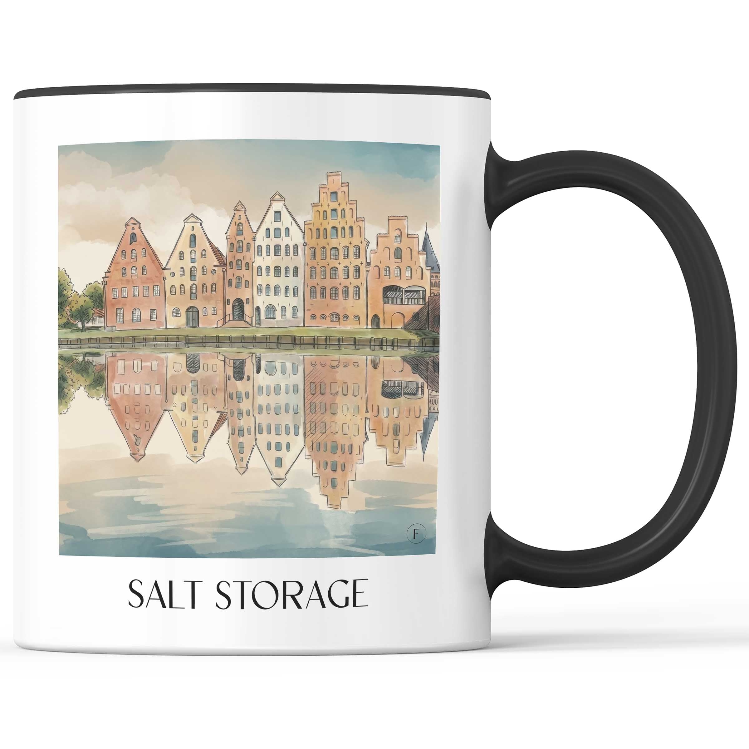Salzspeicher Kaffeebecher - Lübeck - Deutschland Becher - Kaffeetasse im Aquarell Stil - favplace