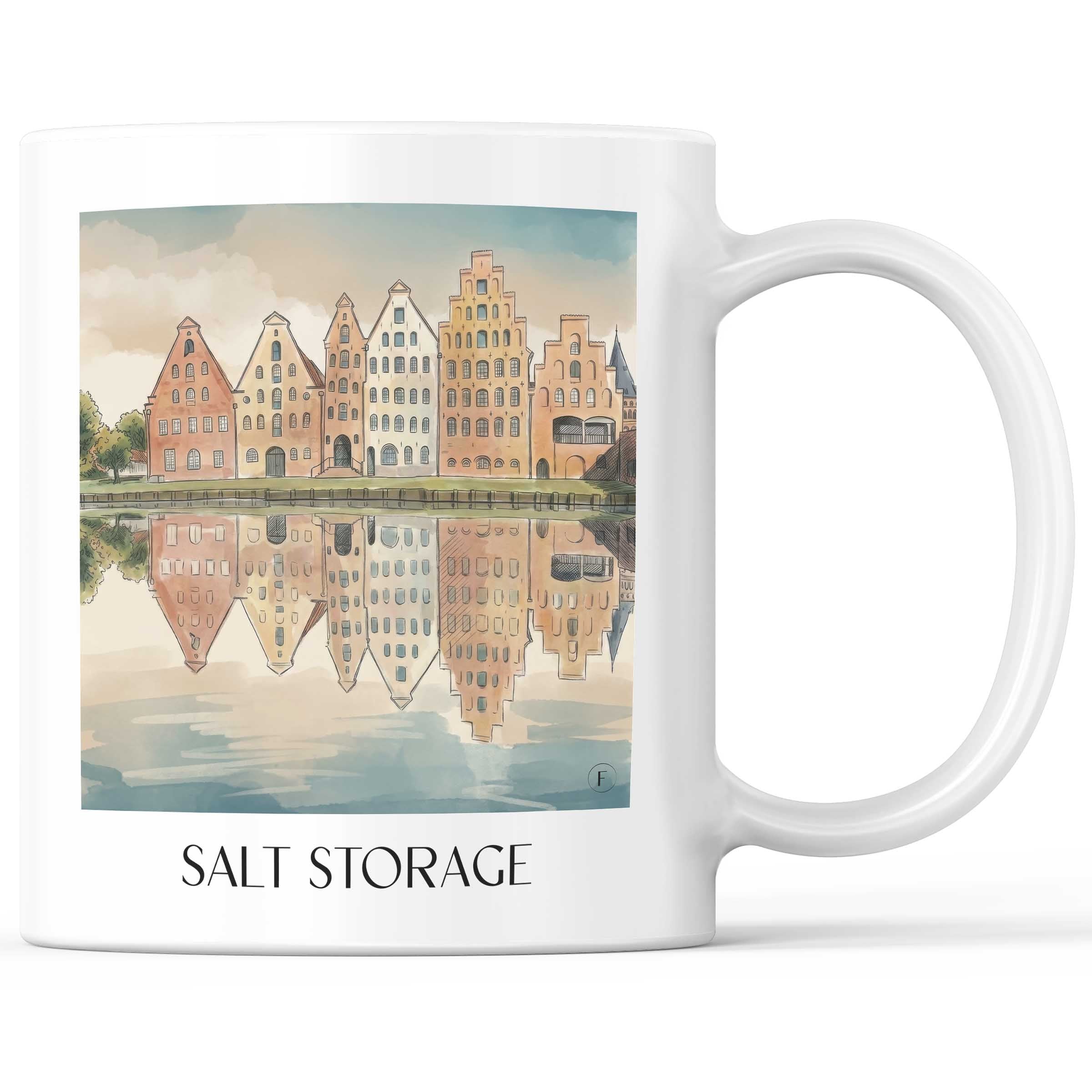 Salzspeicher Kaffeebecher - Lübeck - Deutschland Becher - Kaffeetasse im Aquarell Stil - favplace