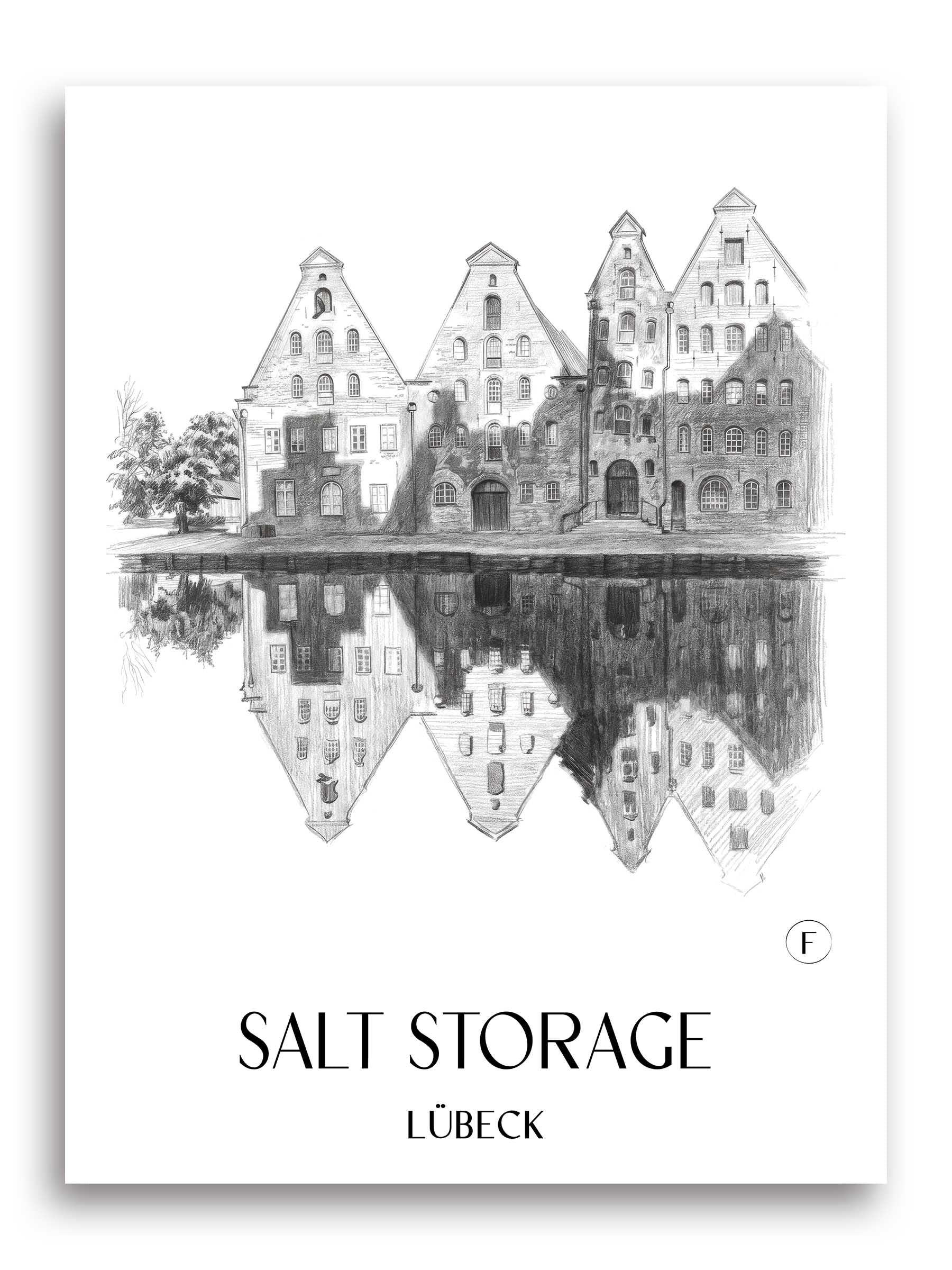 Salzspeicher Poster - Lübeck - Deutschland Kunstdruck - Zeichnung von A4 bis A1