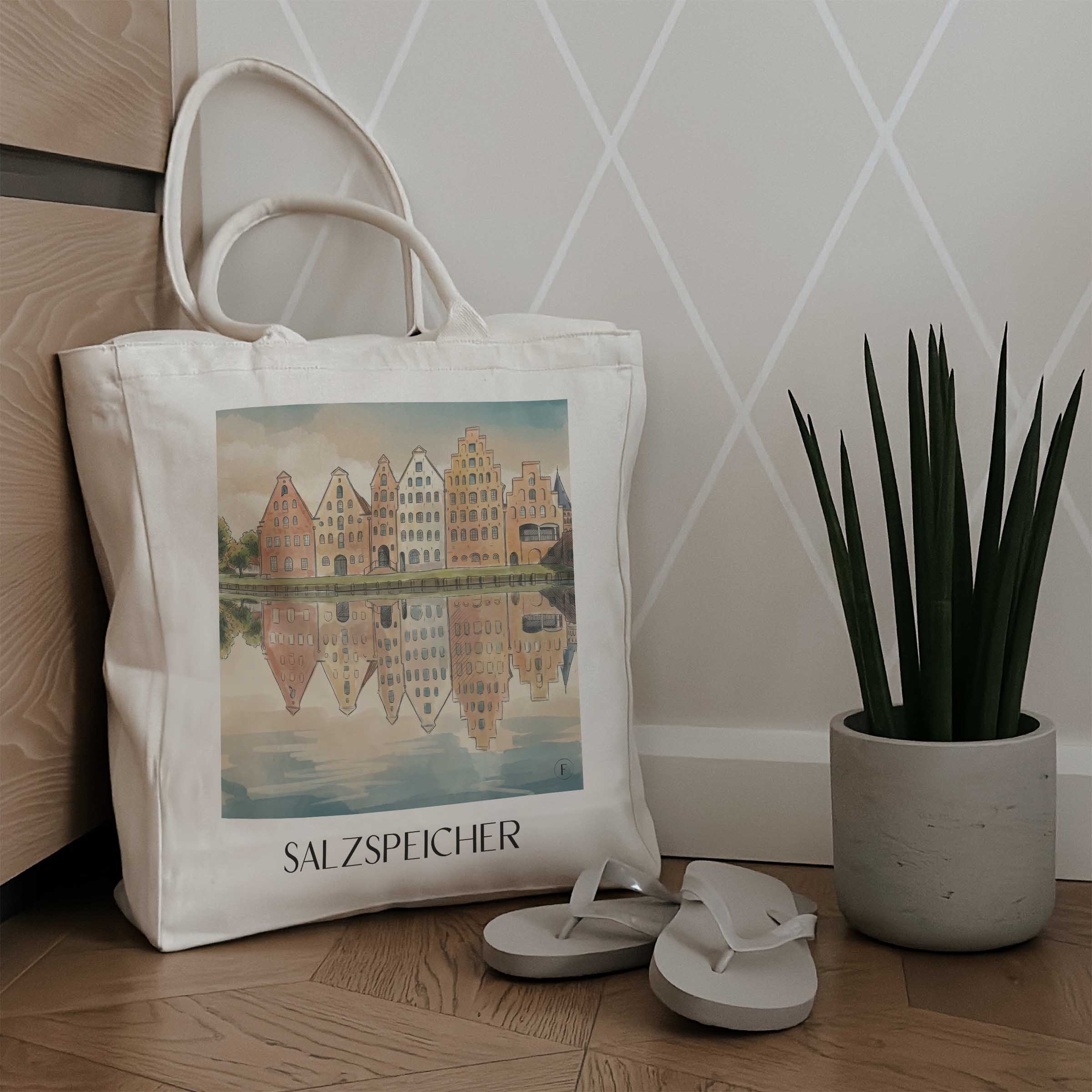salzspeicher-lübeck-deutschland-einkaufstasche-aquarell