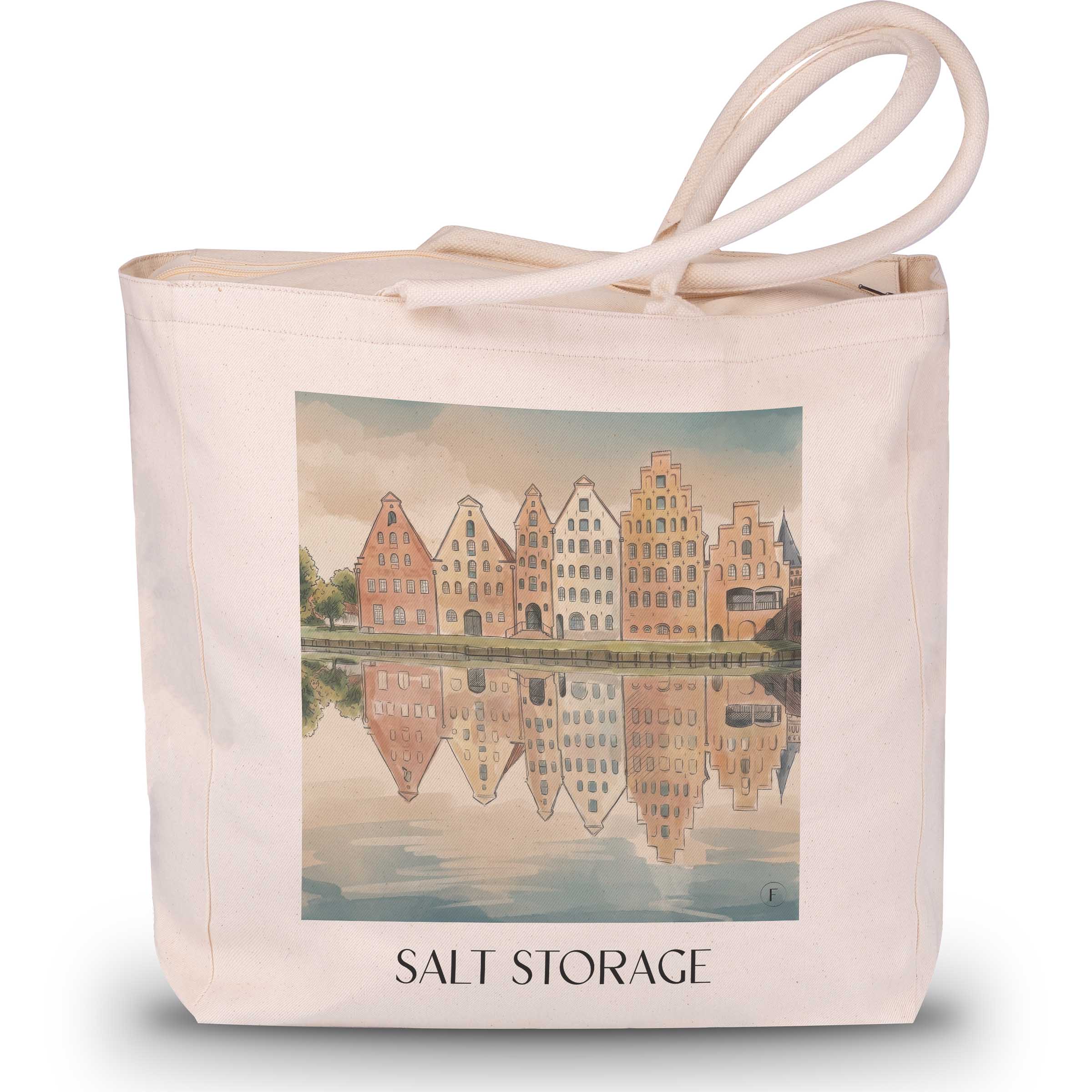 Salzspeicher Shopping Tasche - Lübeck - Deutschland Tote Bag - Einkaufstasche im Aquarell Stil - favplace