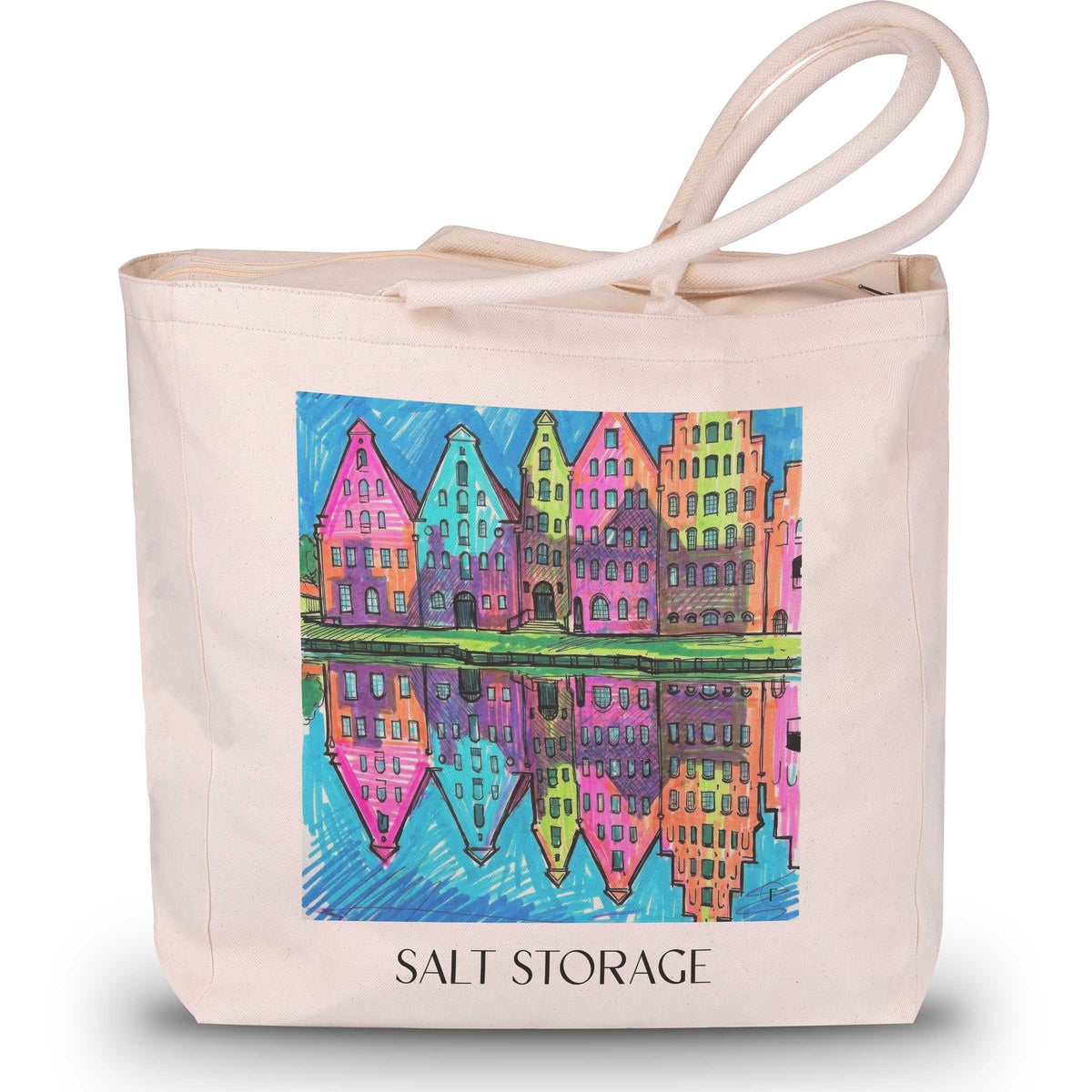 Salzspeicher Shopping Tasche - Lübeck - Deutschland Tote Bag - Einkaufstasche im Tag Graffiti Stil - favplace