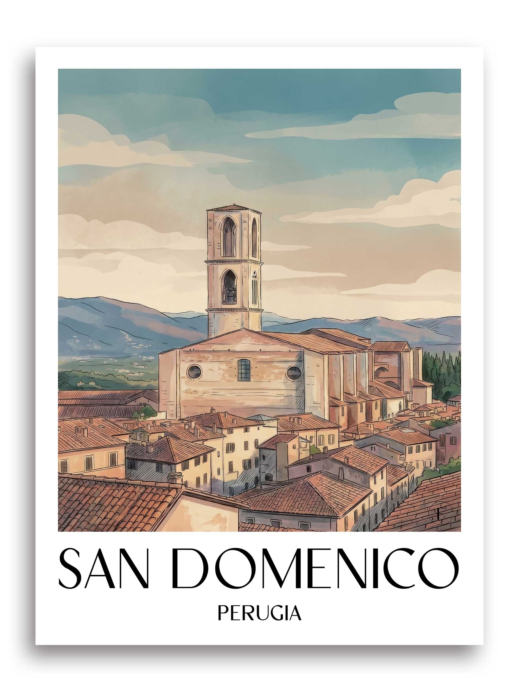 san-domenico-perugia-italien-poster-aquarell