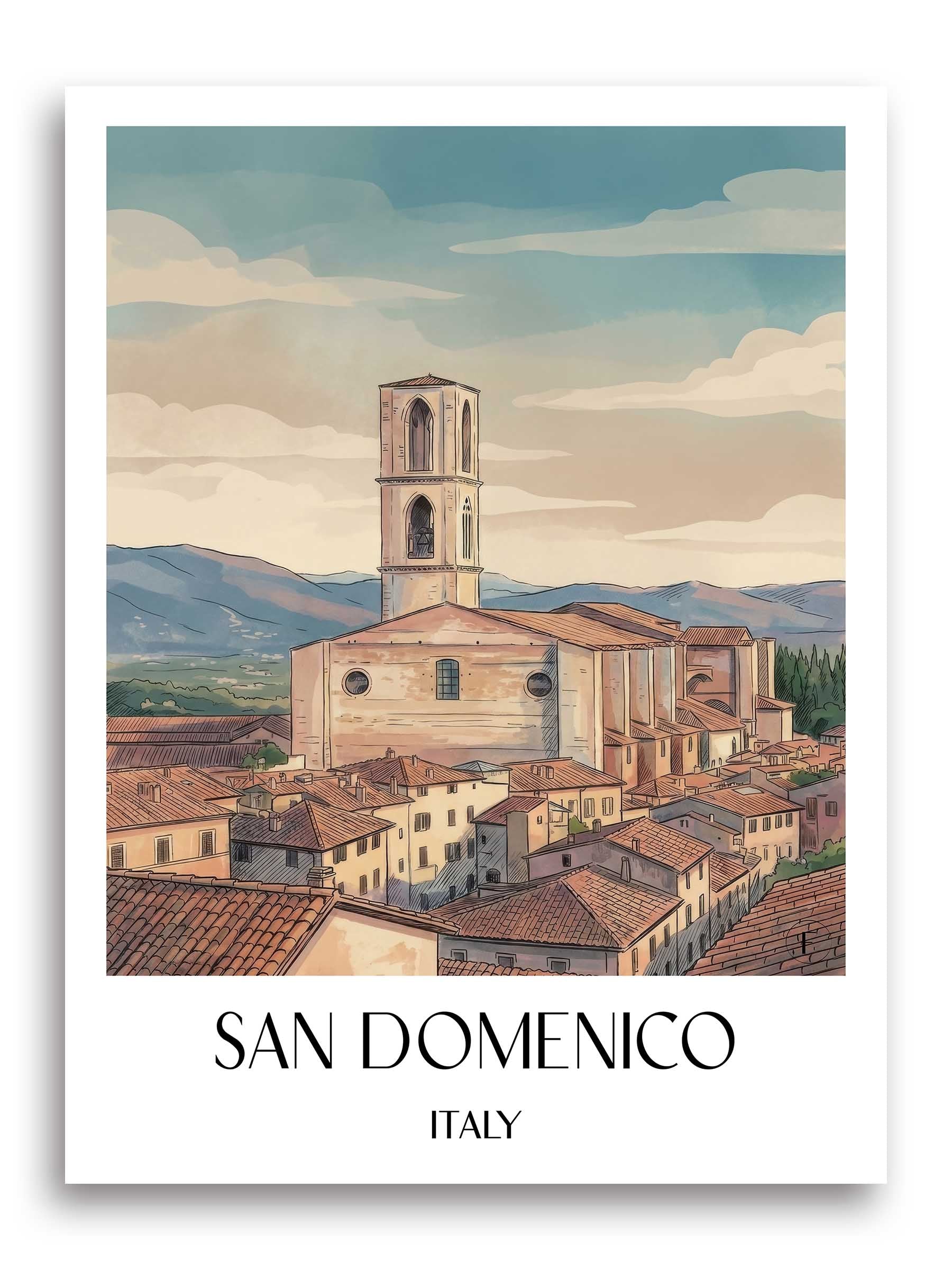 San Domenico Poster - Perugia - Italien Kunstdruck - Aquarell von A4 bis A1 - favplace