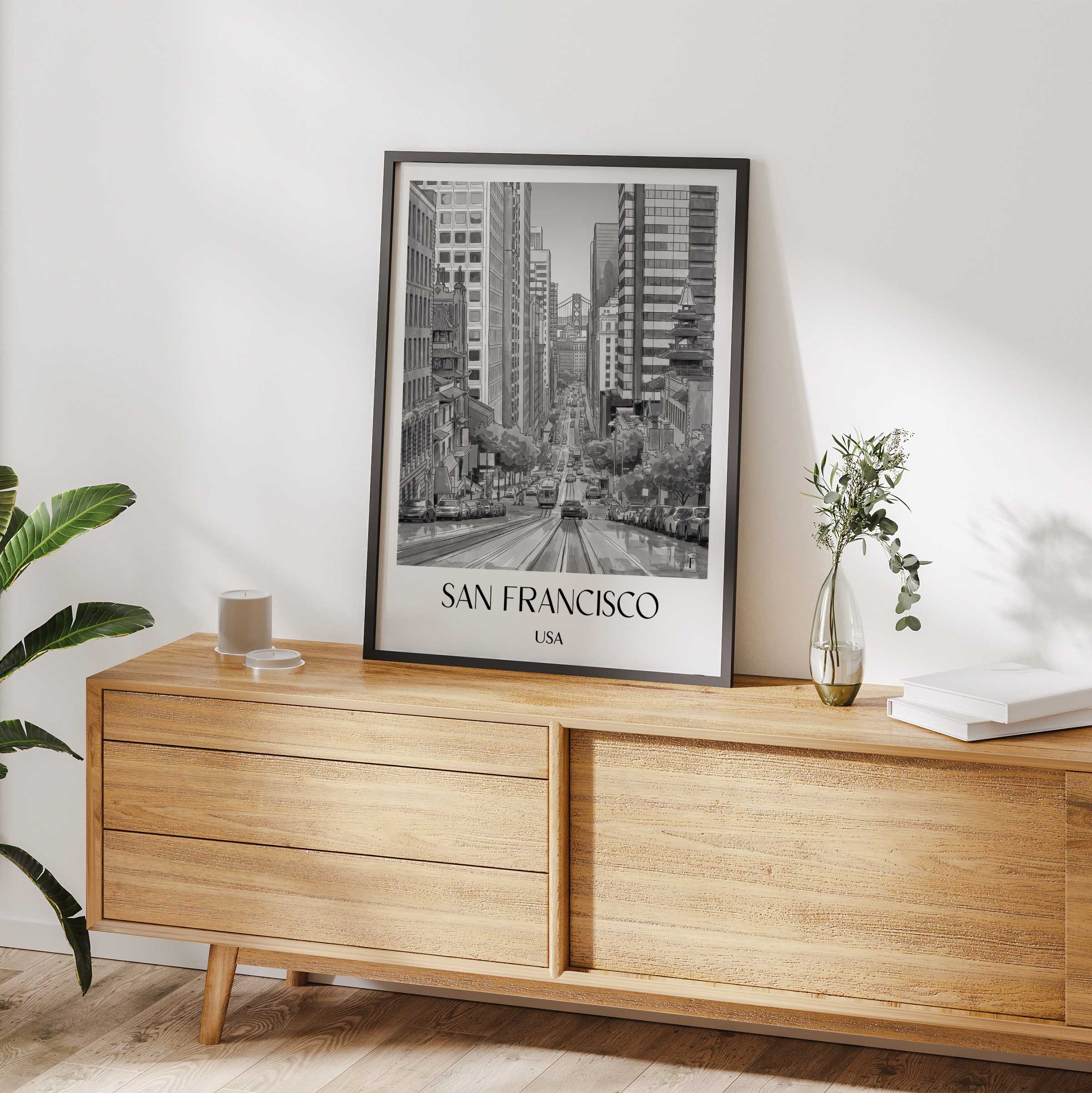 san-francisco-usa-poster-aquarell-schwarz-weiss