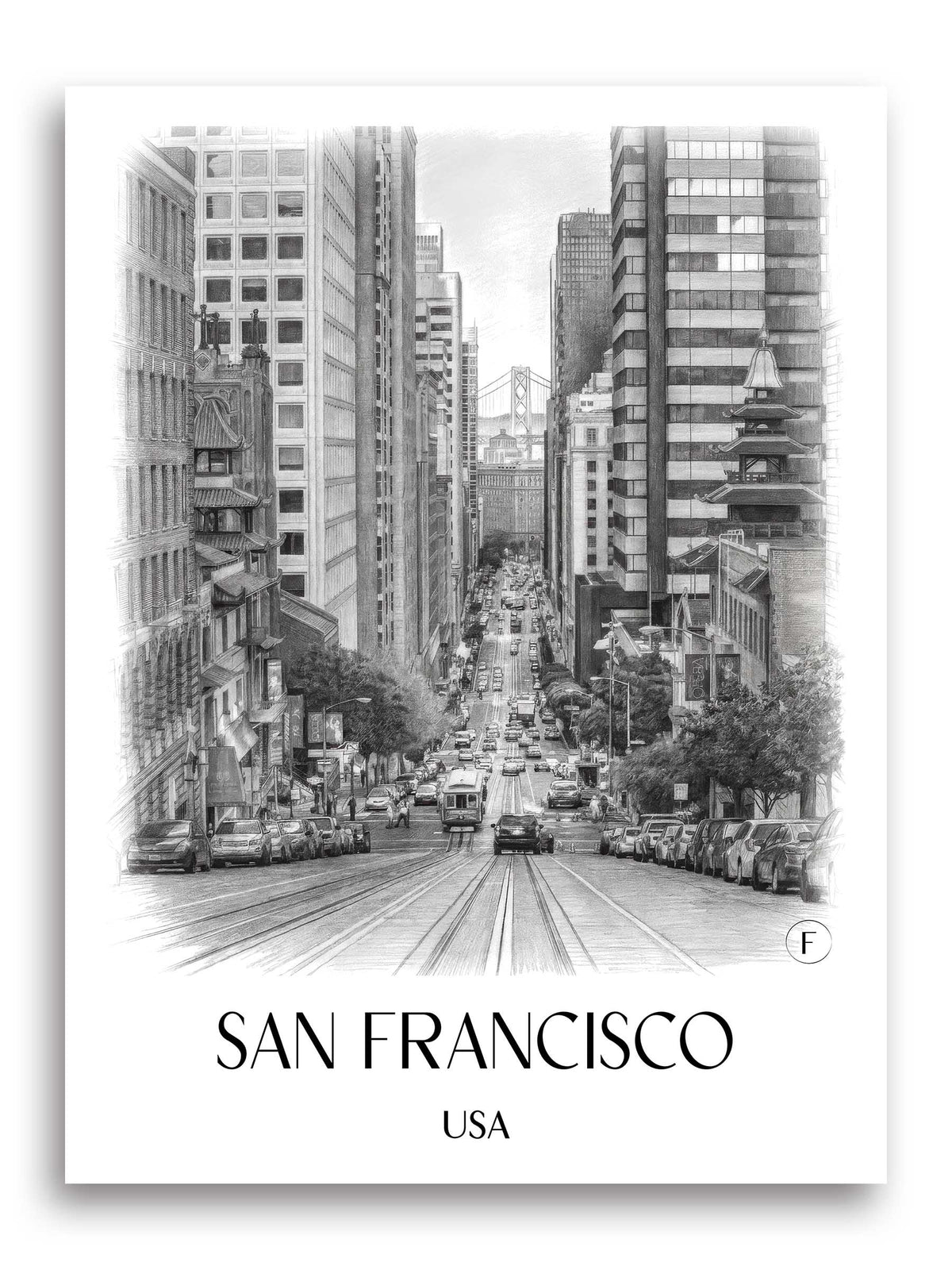 San Francisco Poster - - USA Kunstdruck - Zeichnung von A4 bis A1 - favplace
