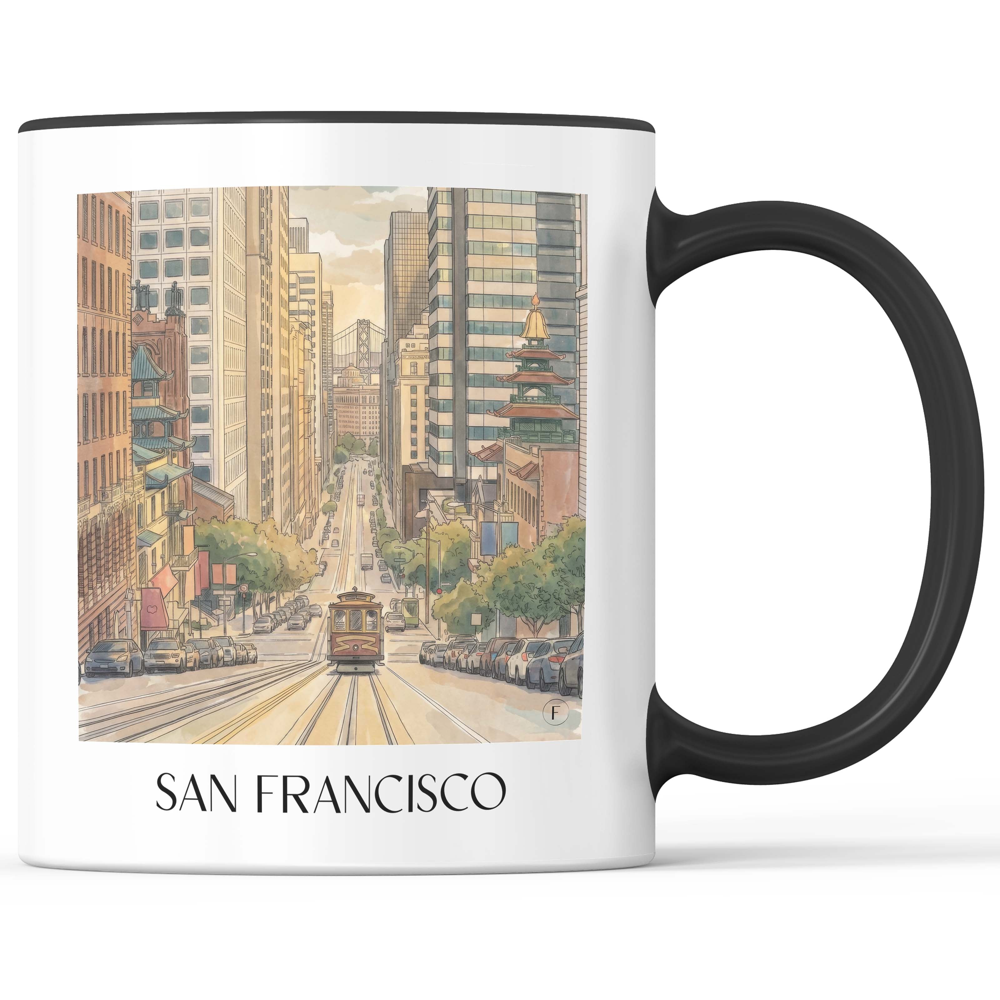 San Francisco - USA Becher - Kaffeetasse im Aquarell Stil - favplace