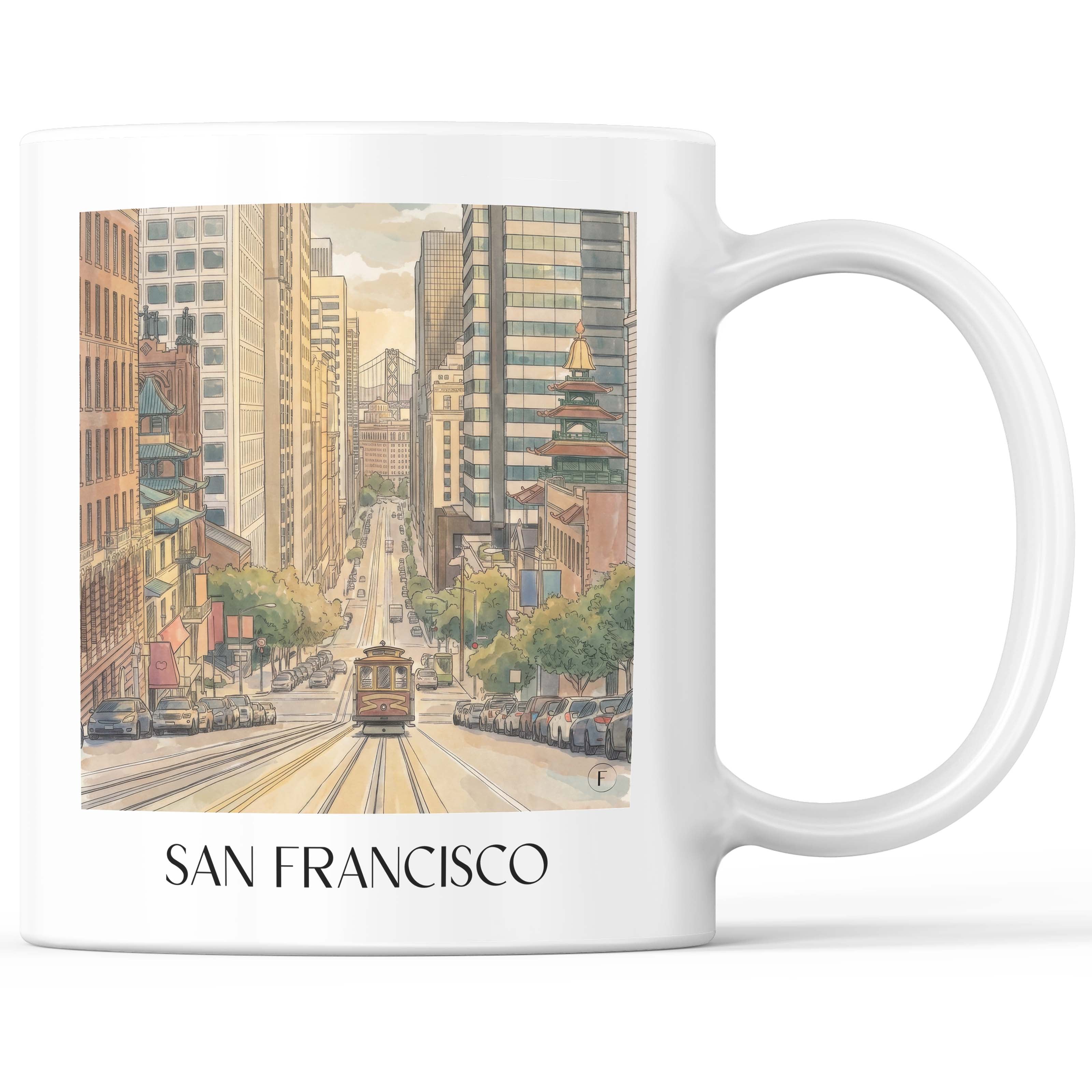 San Francisco - USA Becher - Kaffeetasse im Aquarell Stil - favplace