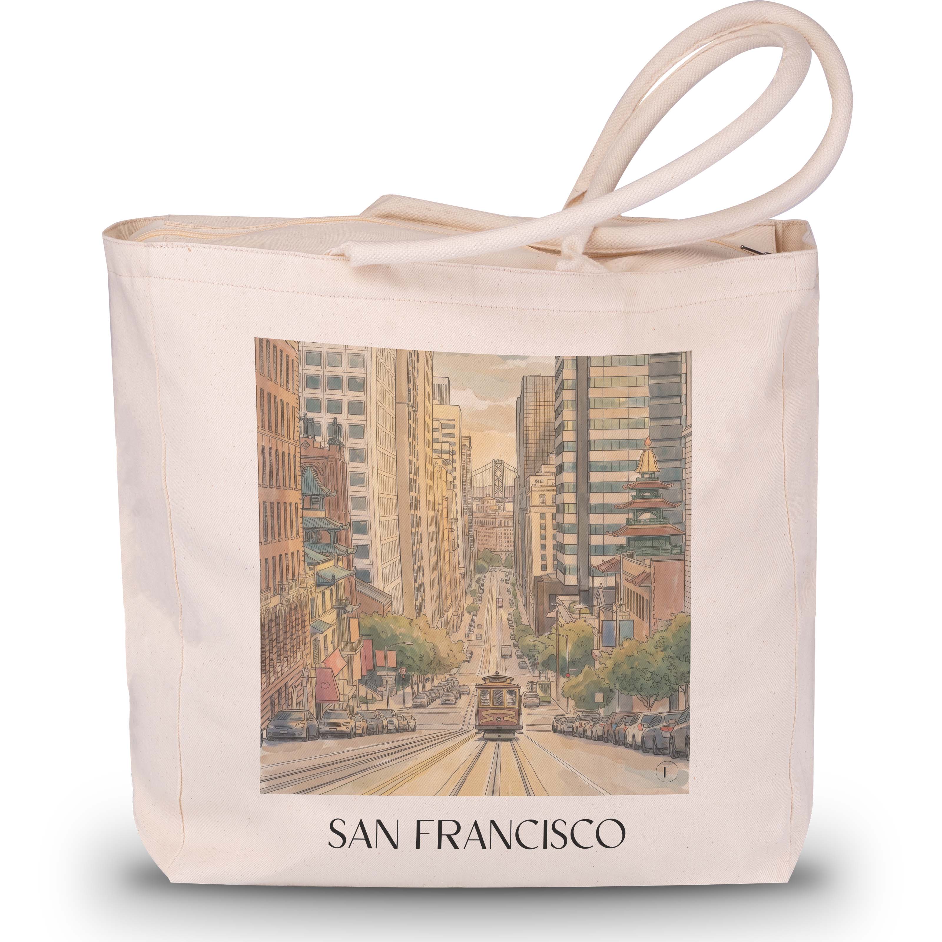 San Francisco - USA Tote Bag - Einkaufstasche im Aquarell Stil - favplace