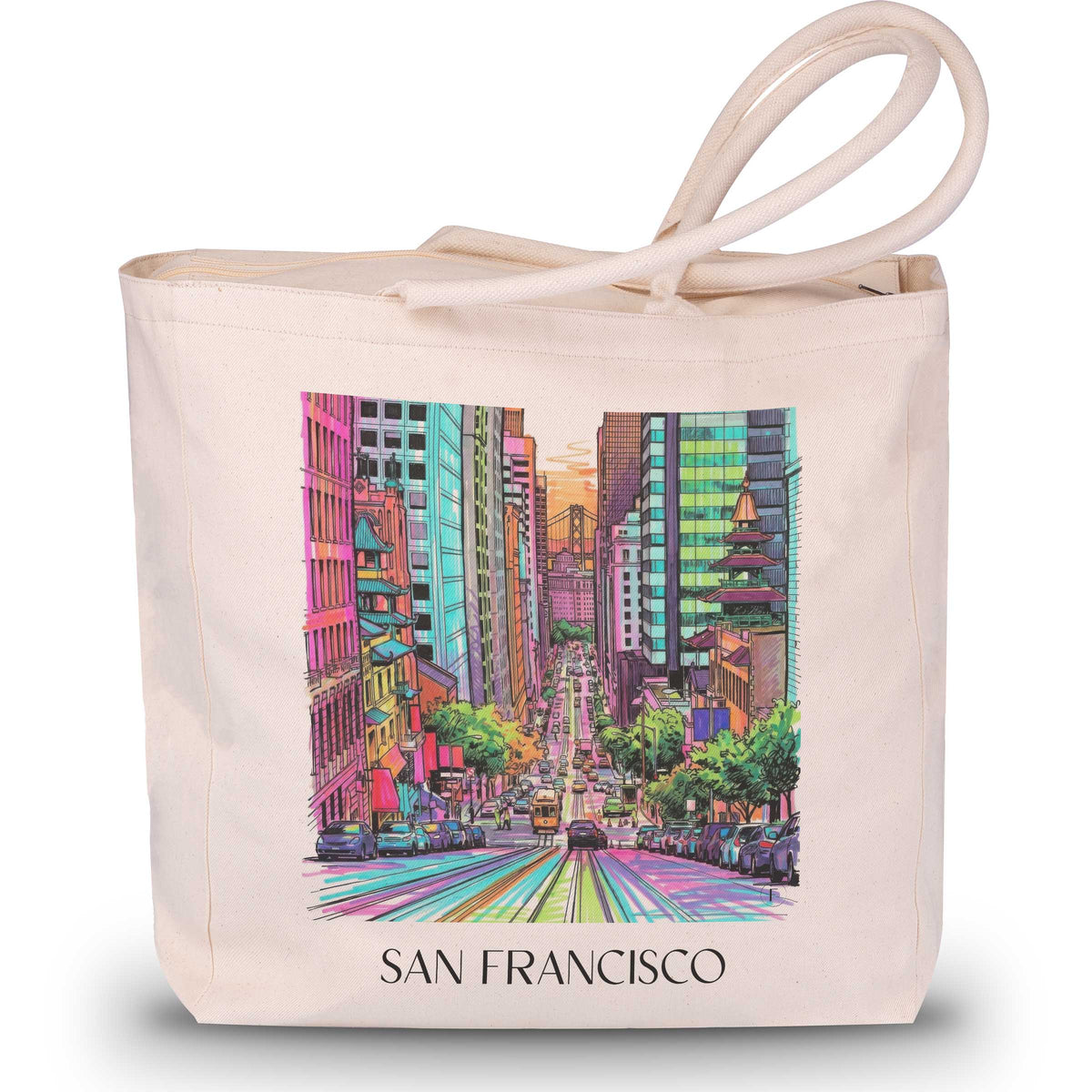 San Francisco - USA Tote Bag - Einkaufstasche im Tag Graffiti Stil - favplace