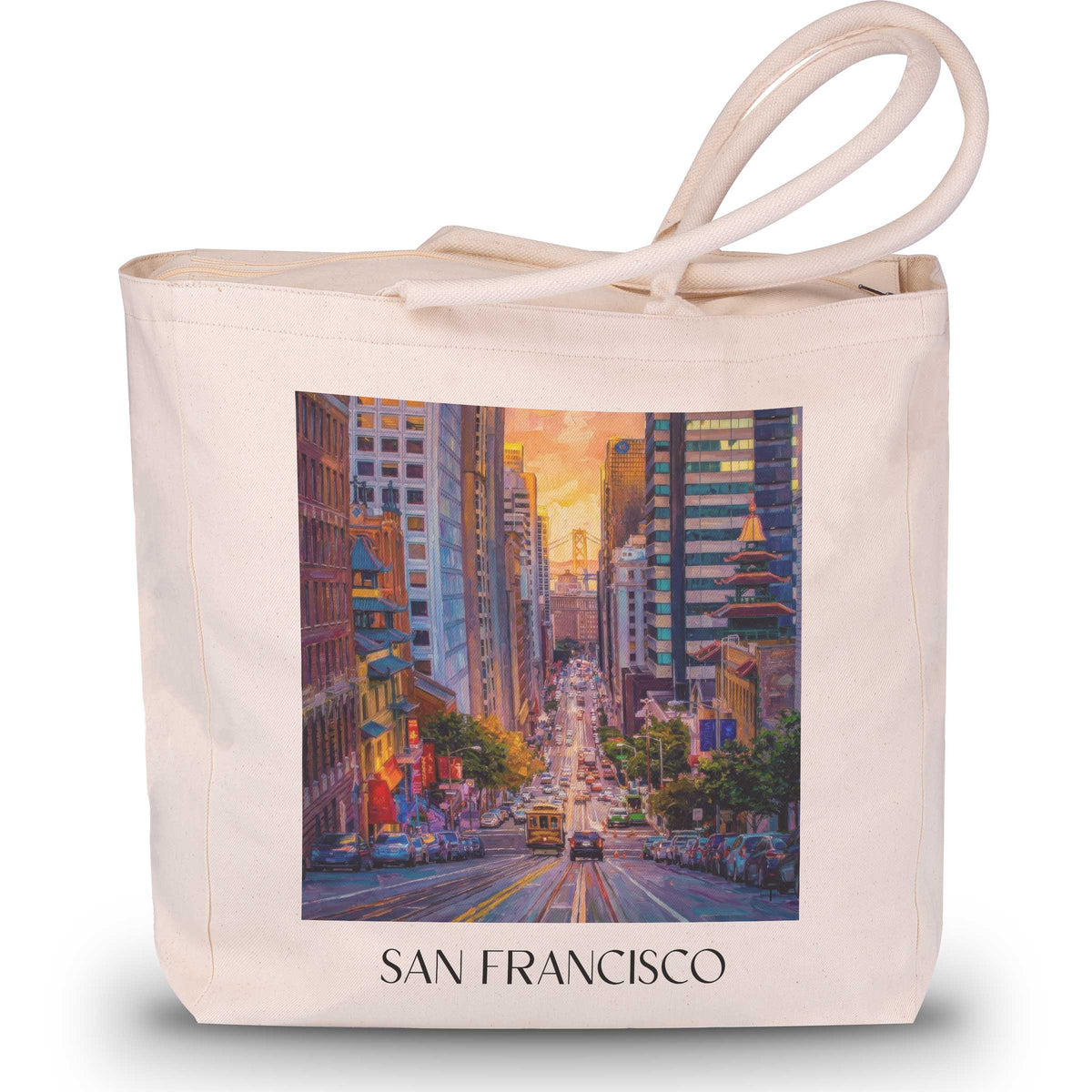 San Francisco - USA Tote Bag - Einkaufstasche im Ölgemälde Stil - favplace