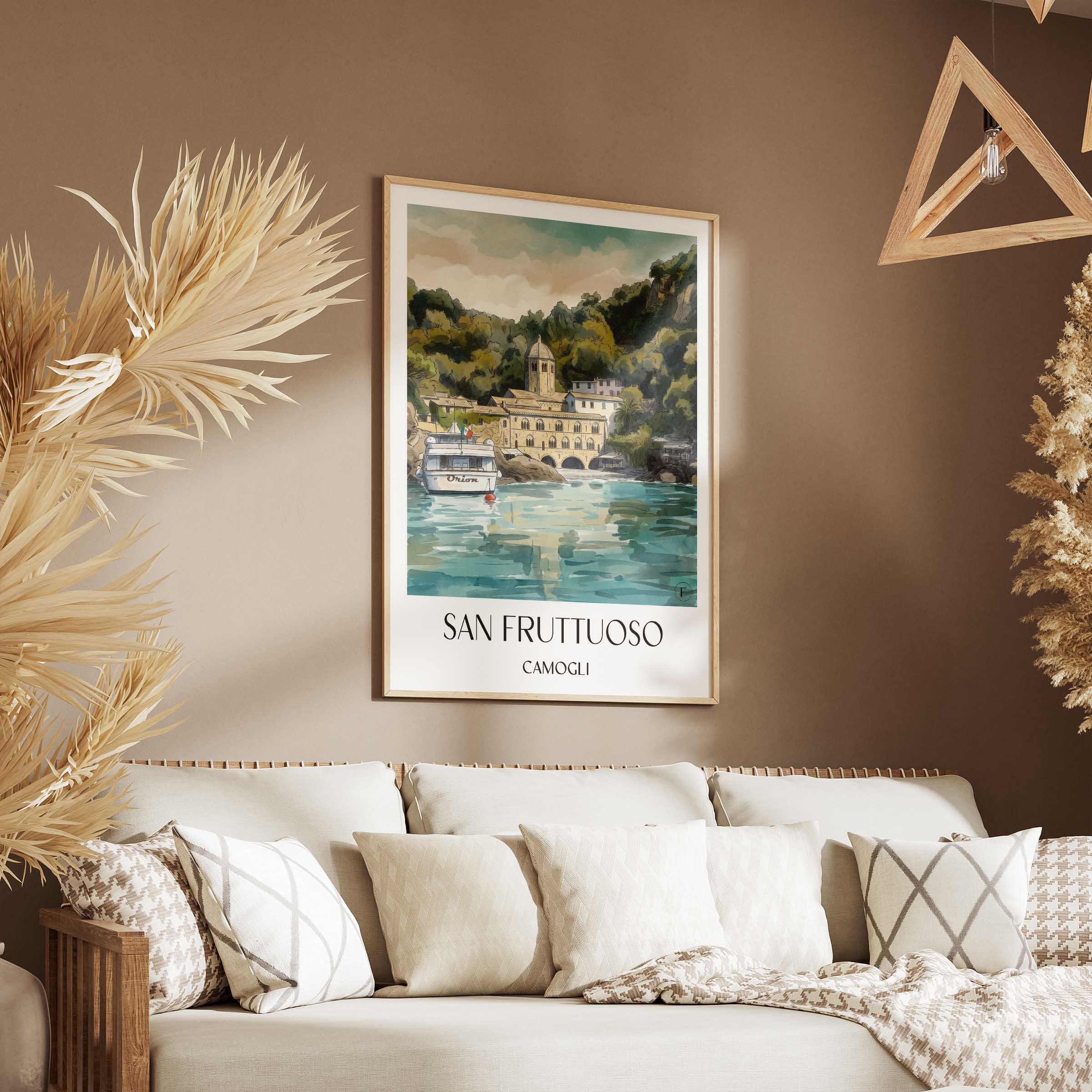 san-fruttuoso-camogli-italien-poster-aquarell