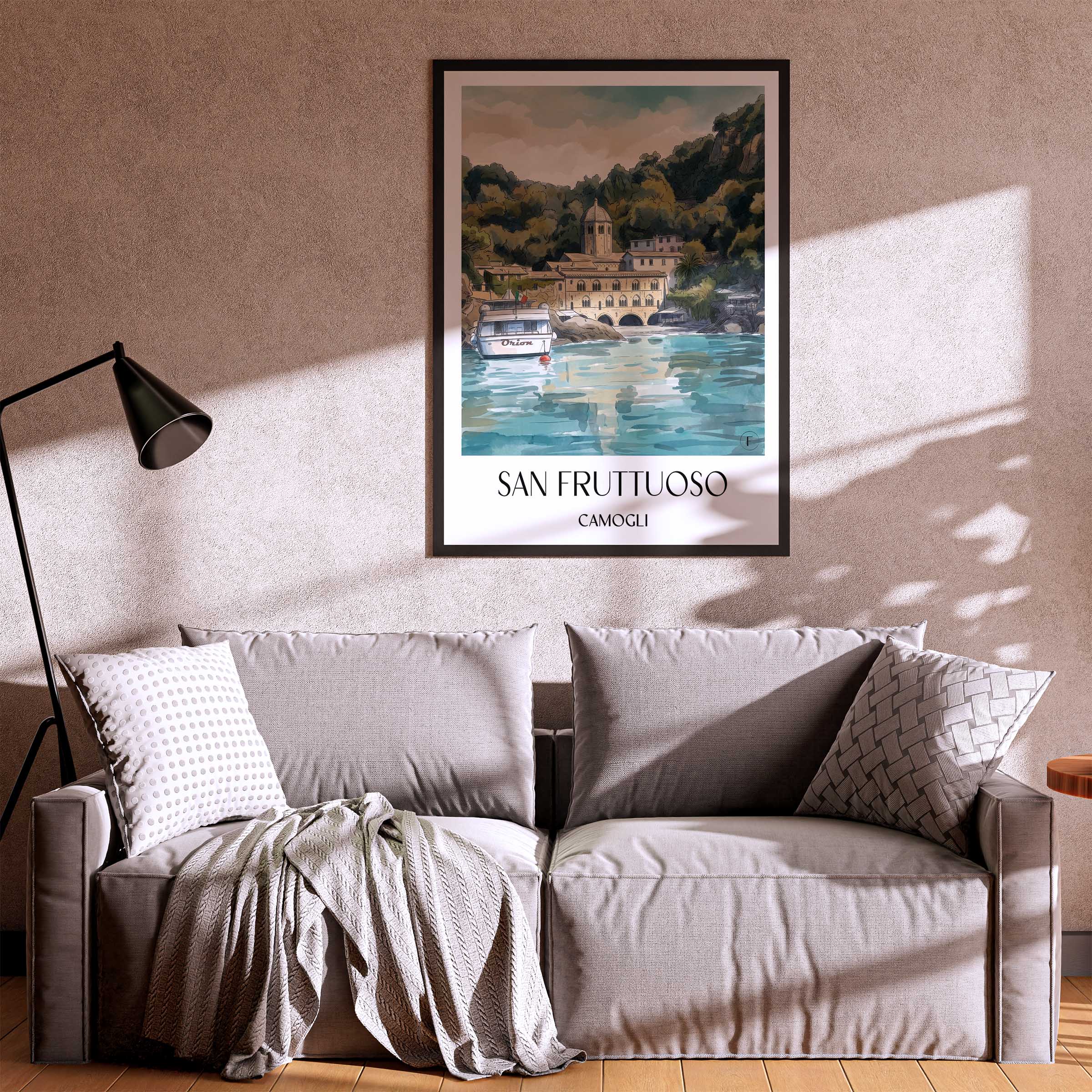 san-fruttuoso-camogli-italien-poster-aquarell