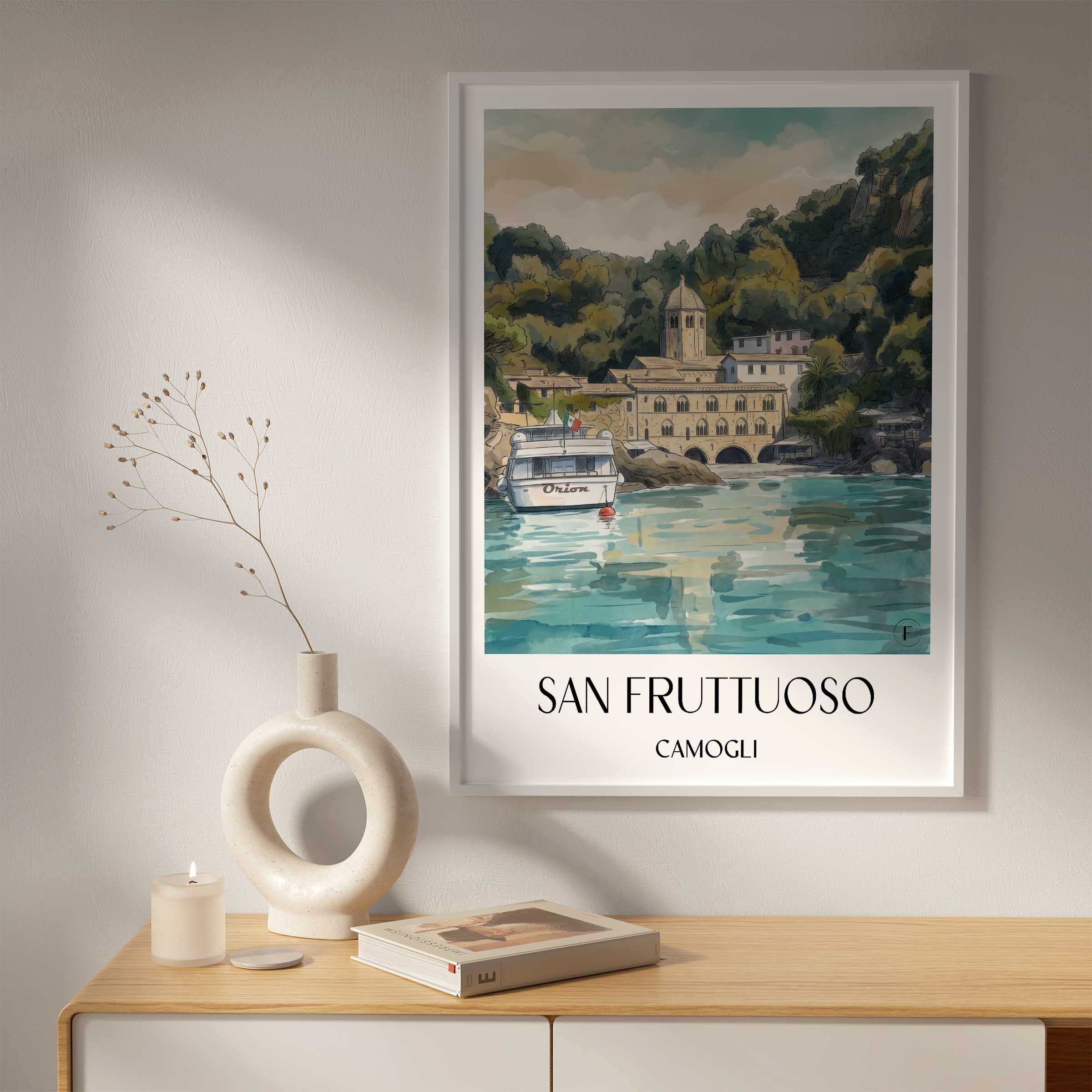 san-fruttuoso-camogli-italien-poster-aquarell