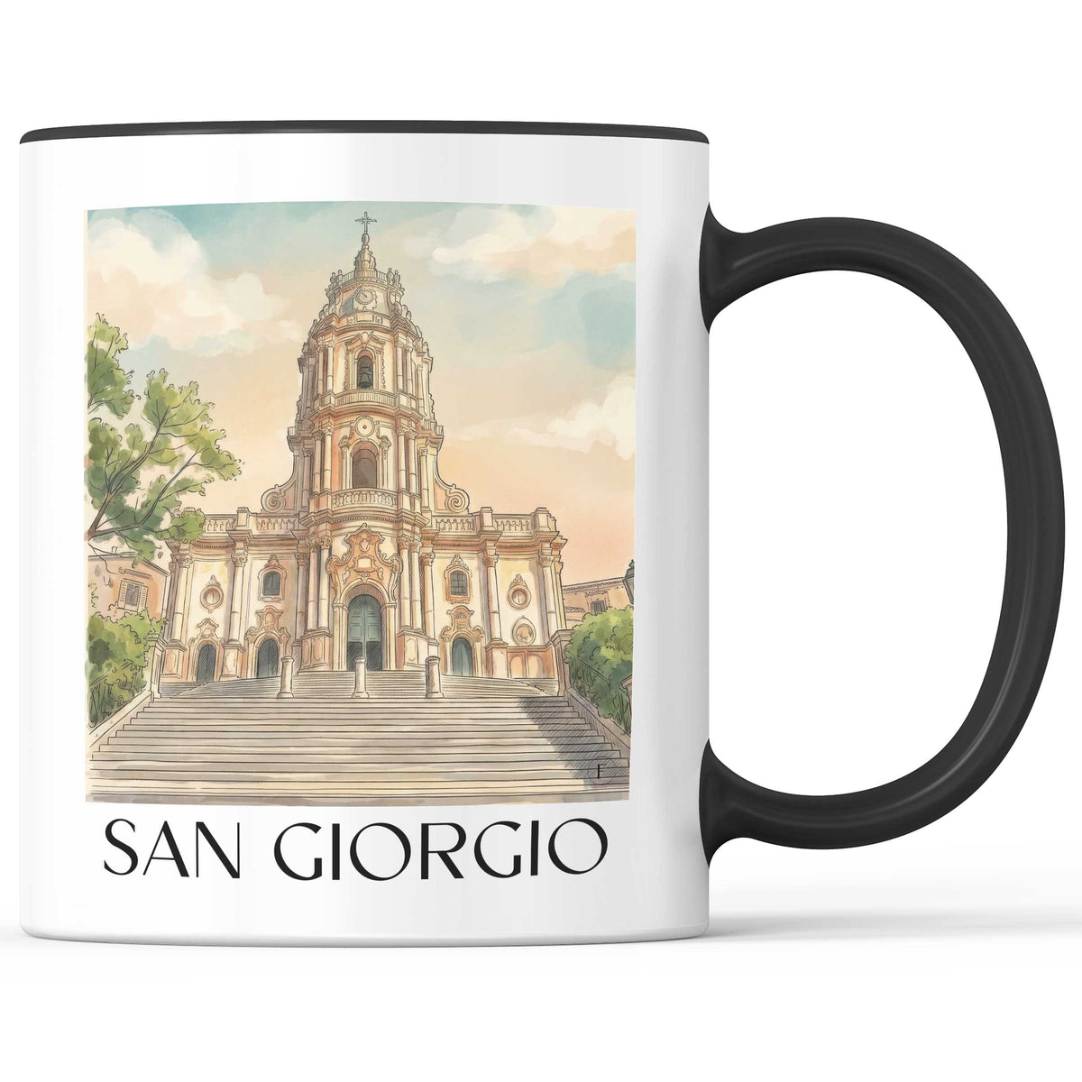 San Giorgio Kaffeebecher - Modica - Italien Becher - Kaffeetasse im Aquarell Stil - favplace