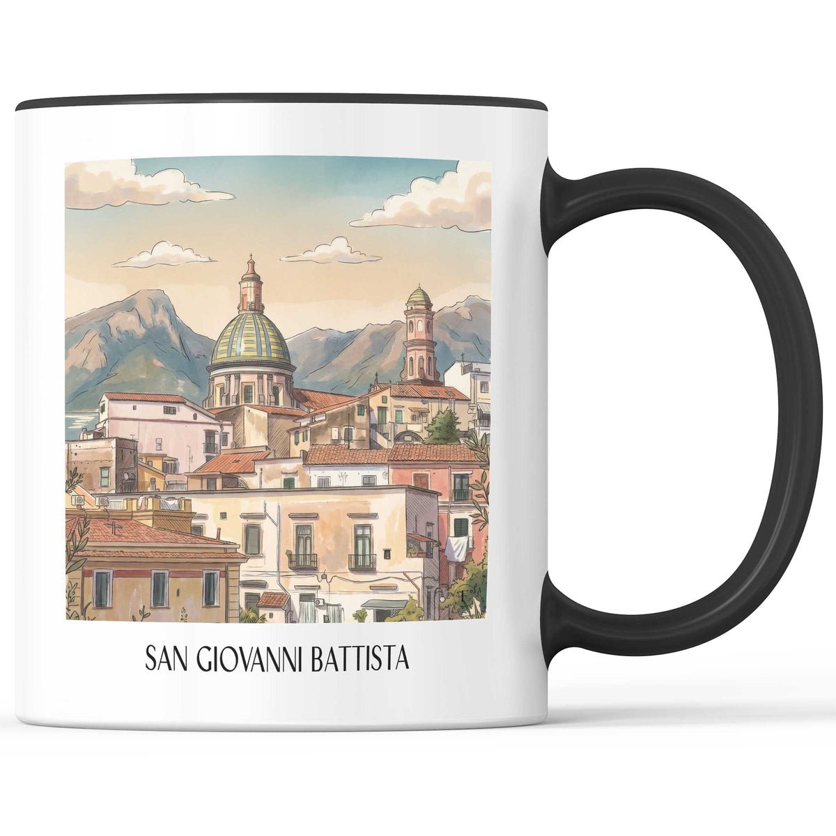 San Giovanni Battista Kaffeebecher - Vietri sul Mare - Italien Becher - Kaffeetasse im Aquarell Stil - favplace