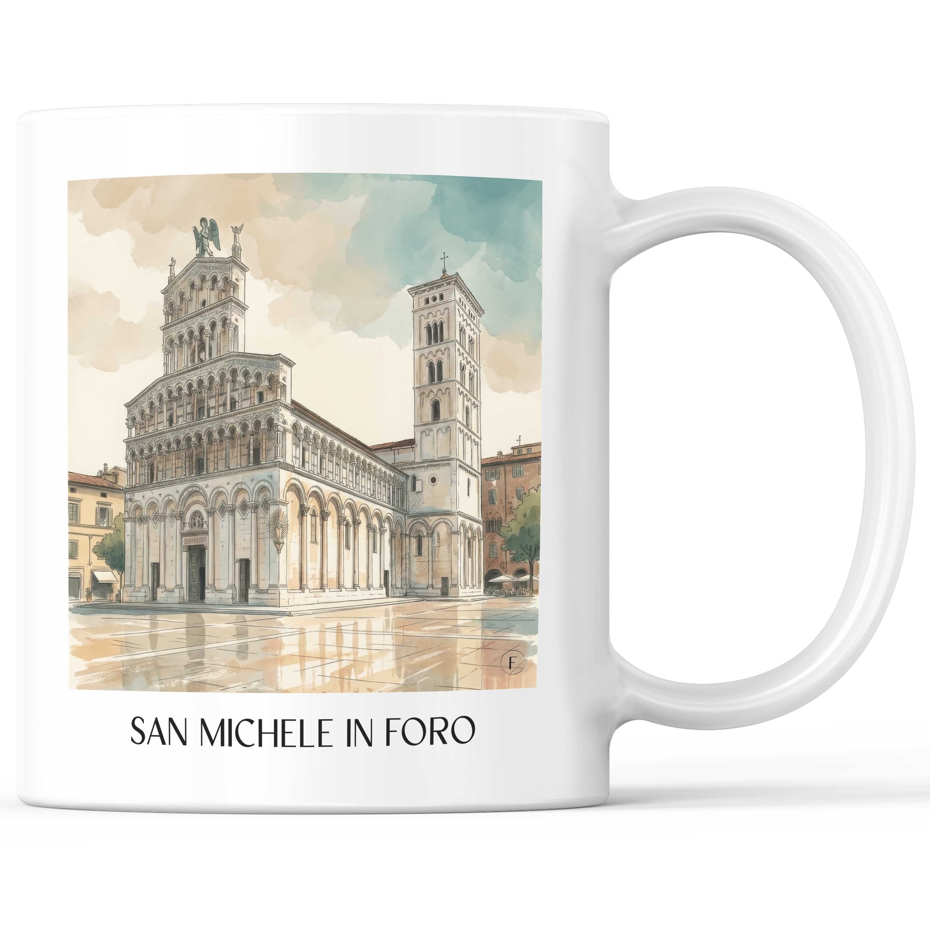 San Michele in Foro Kaffeebecher - Lucca - Italien Becher - Kaffeetasse im Aquarell Stil - favplace