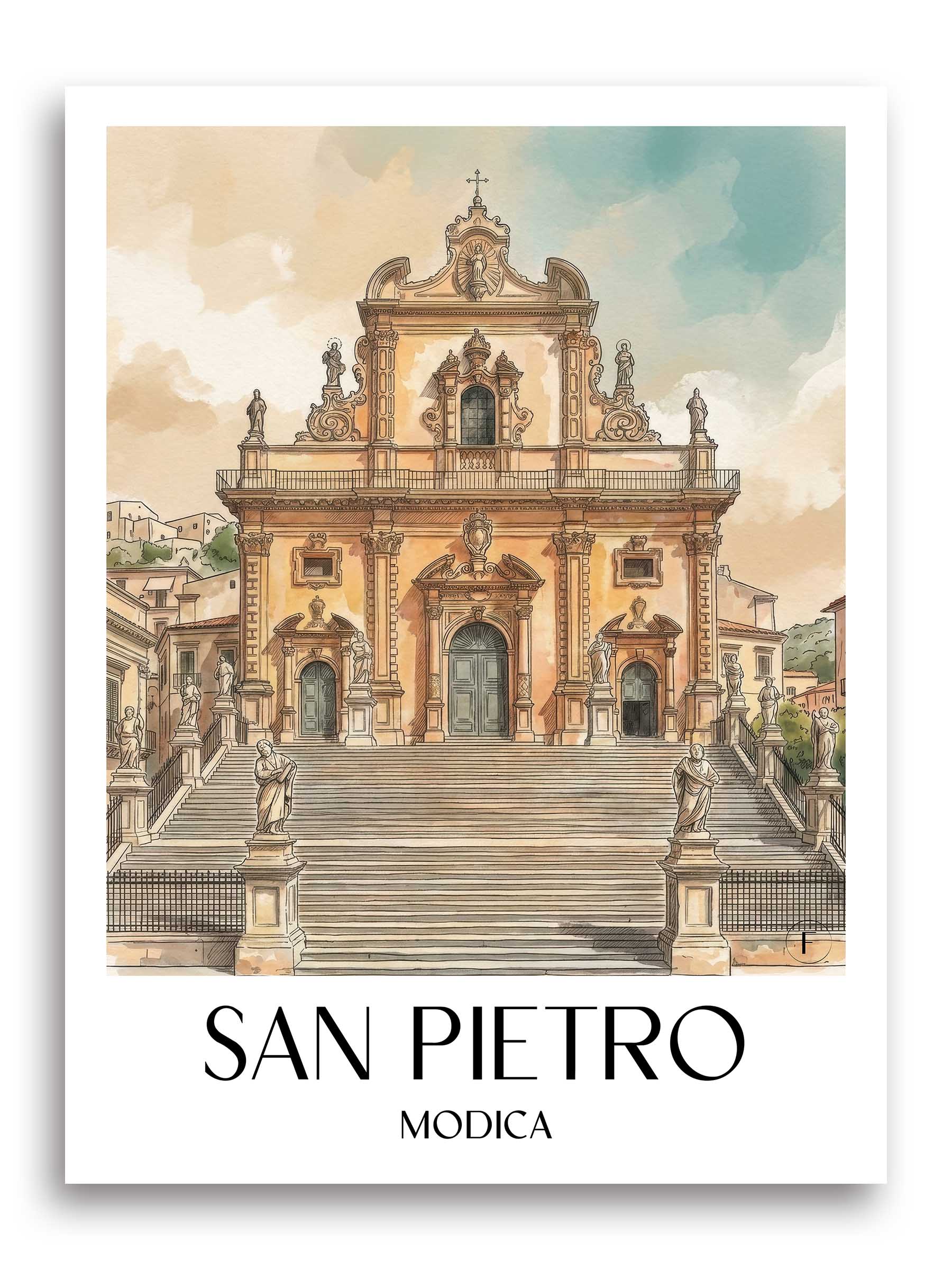 san-pietro--modica-italien-poster-aquarell