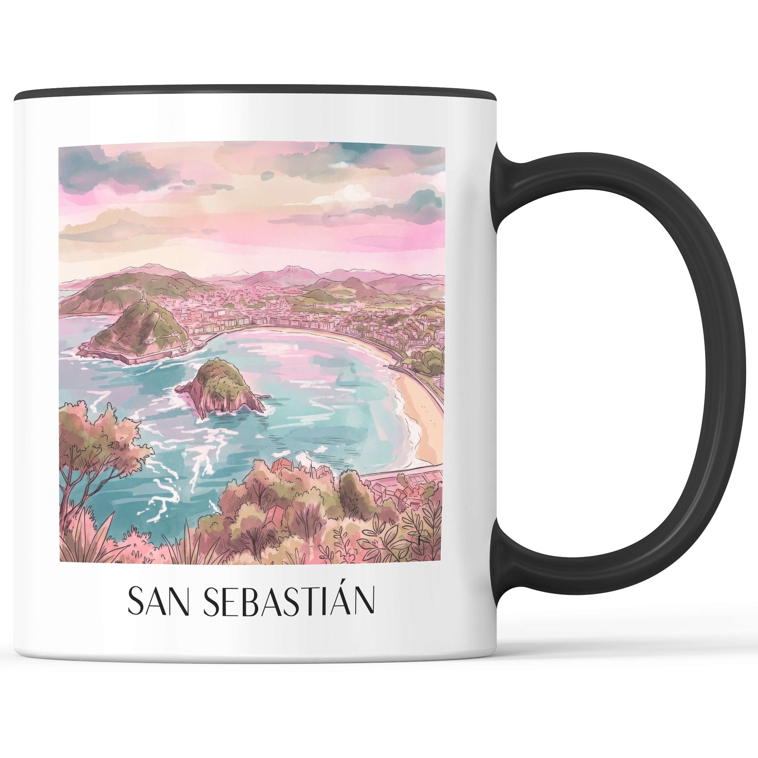 san-sebastián-spanien-spanien-kaffeebecher-aquarell-pink-rosa