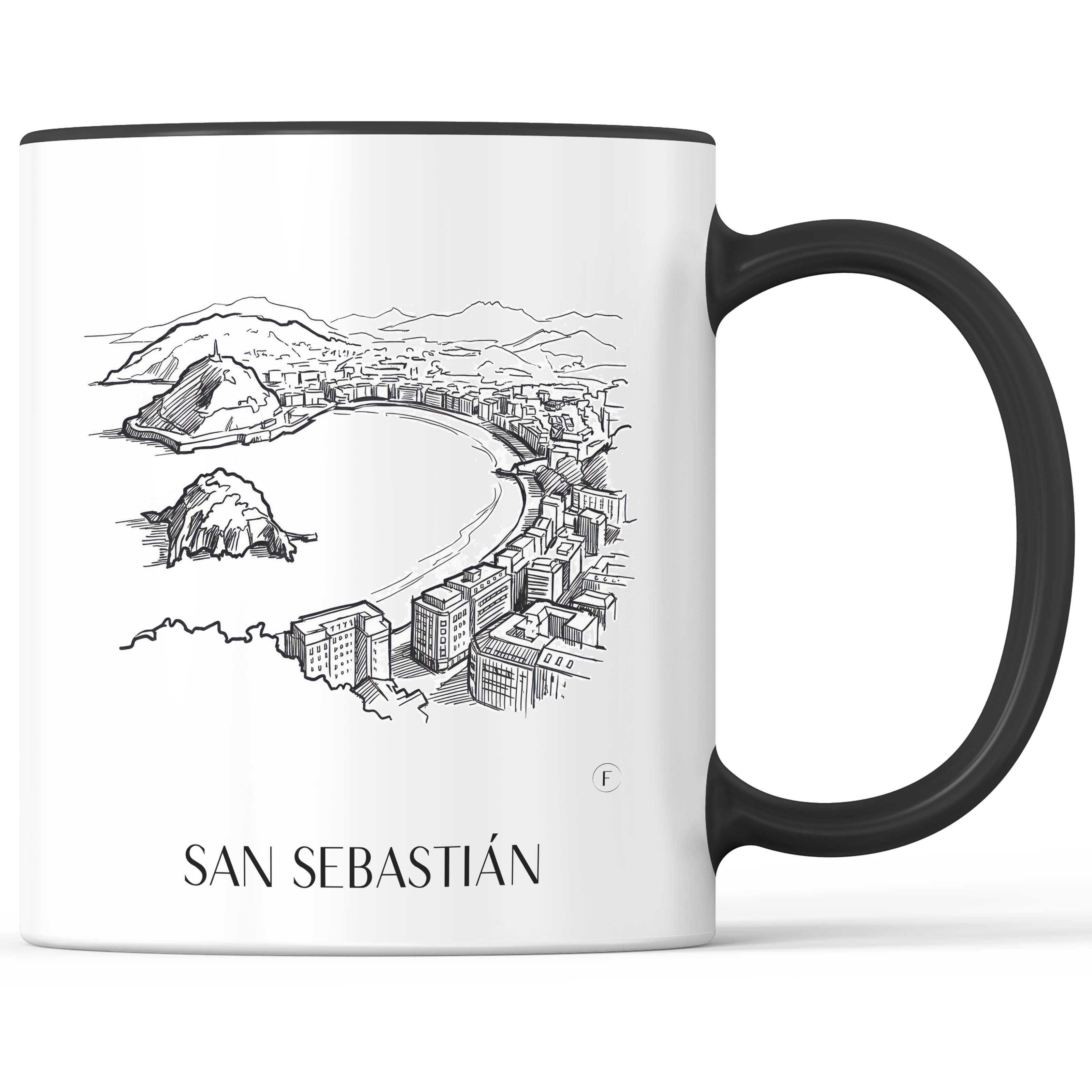 San Sebastián Kaffeebecher - Spanien - Spanien Becher - Kaffeetasse im Skizze Stil - favplace