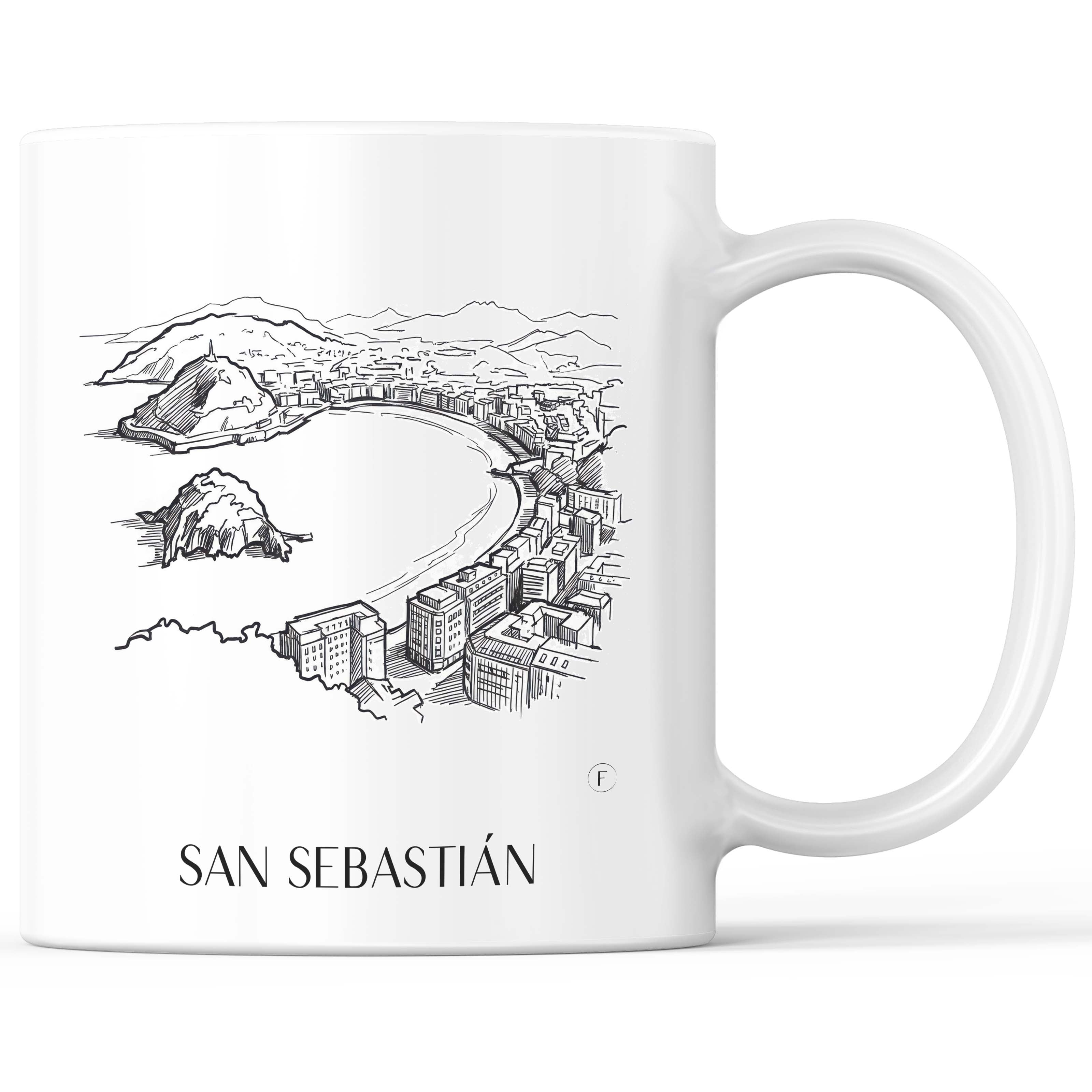 San Sebastián Kaffeebecher - Spanien - Spanien Becher - Kaffeetasse im Skizze Stil - favplace