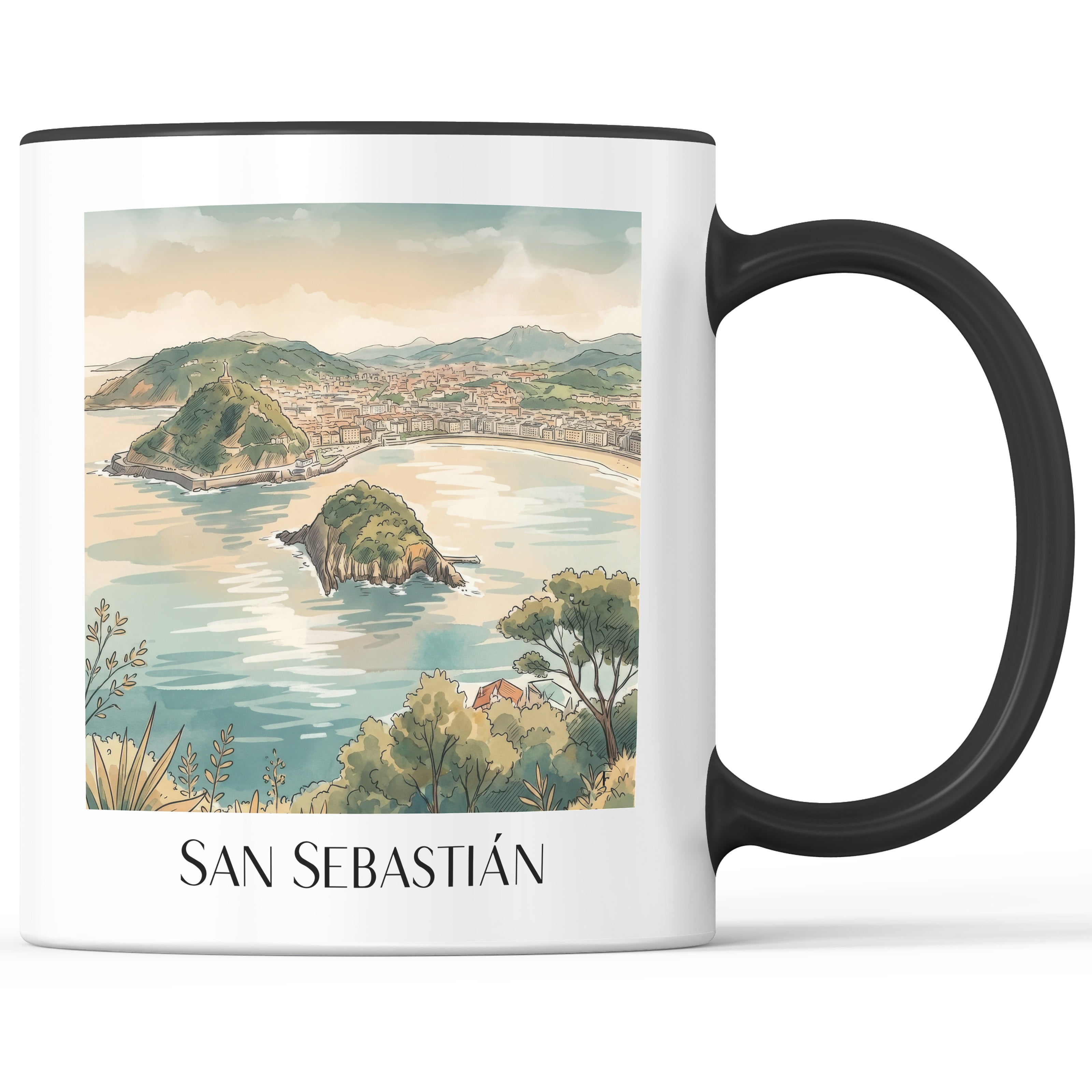 San Sebastián Kaffeebecher - Spanien - Spanien und Spanien Becher - Kaffeetasse im Aquarell Stil - favplace