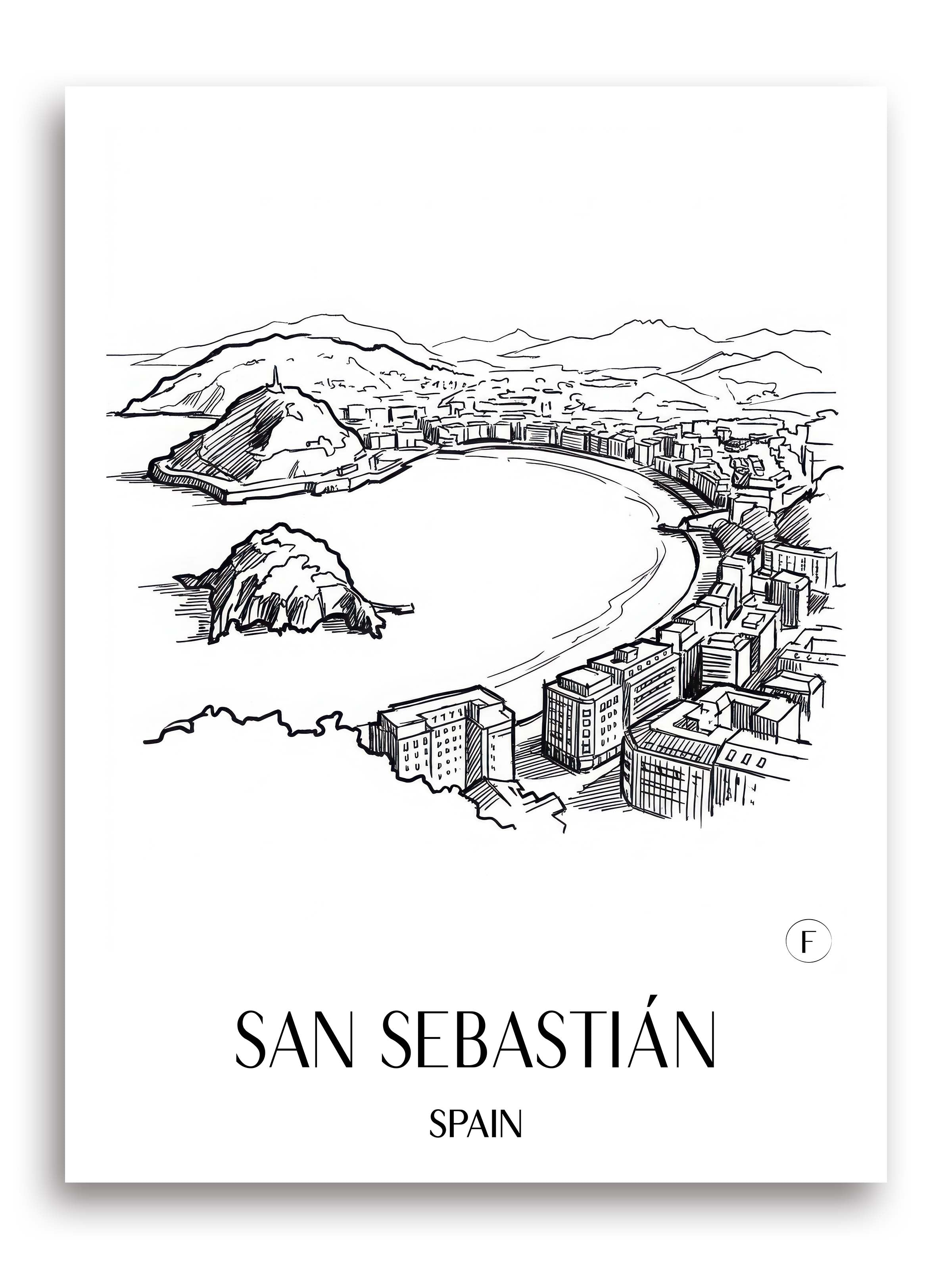 San Sebastián Poster - Spanien - Spanien und Spanien Kunstdruck - Skizze von A4 bis A1 - favplace