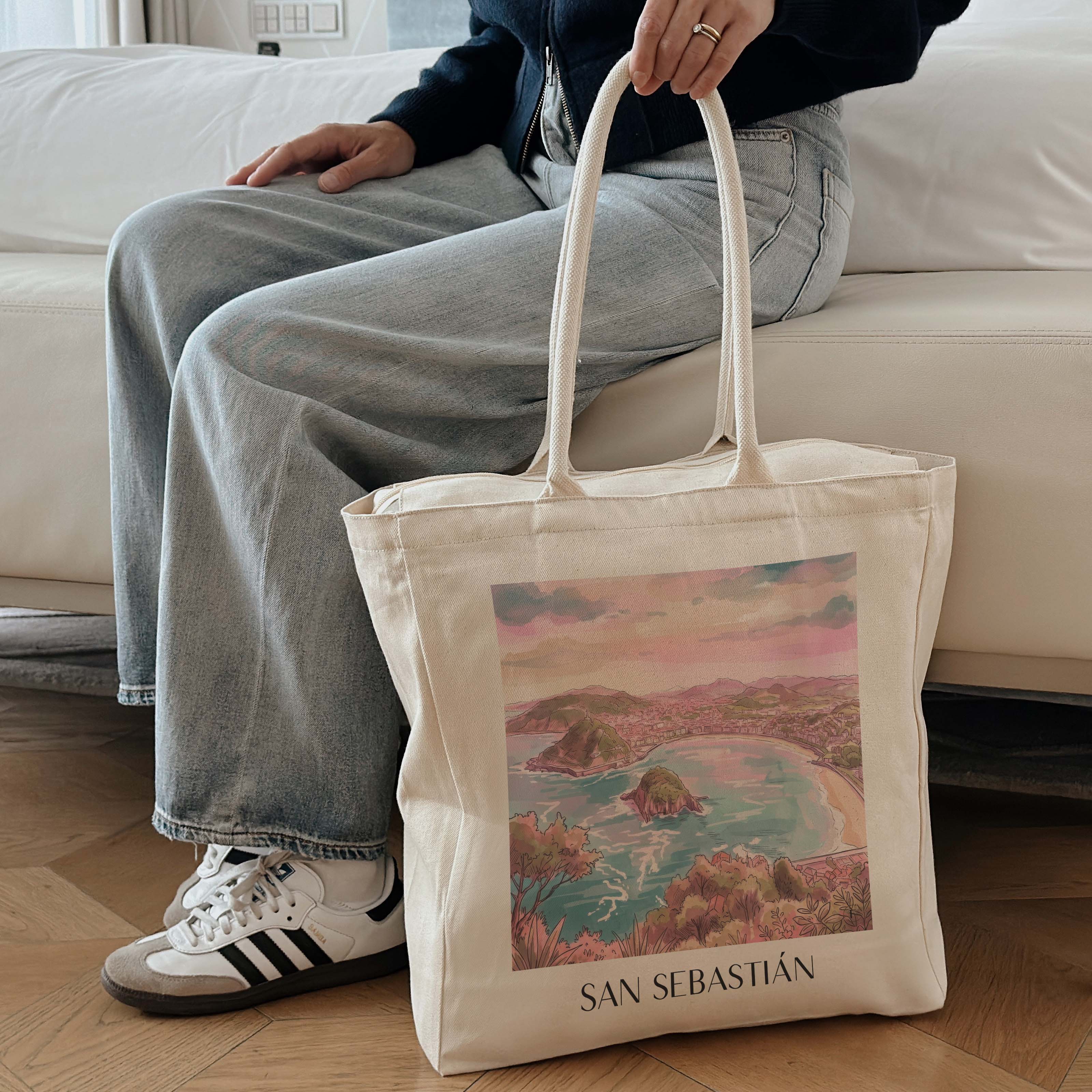 san-sebastián-spanien-spanien-einkaufstasche-aquarell-pink-rosa