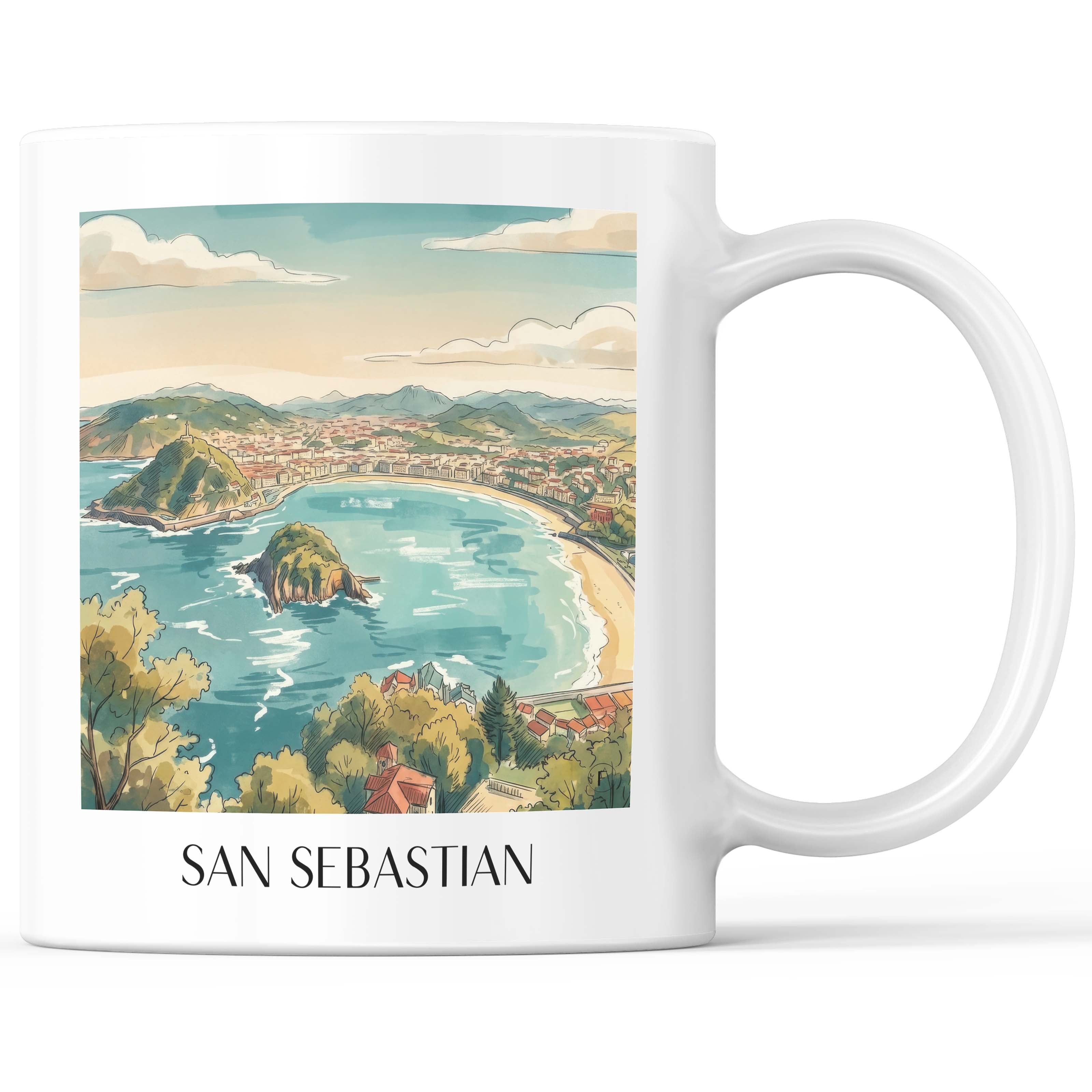 San Sebastian - Spanien Becher - Kaffeetasse im Aquarell Stil - favplace