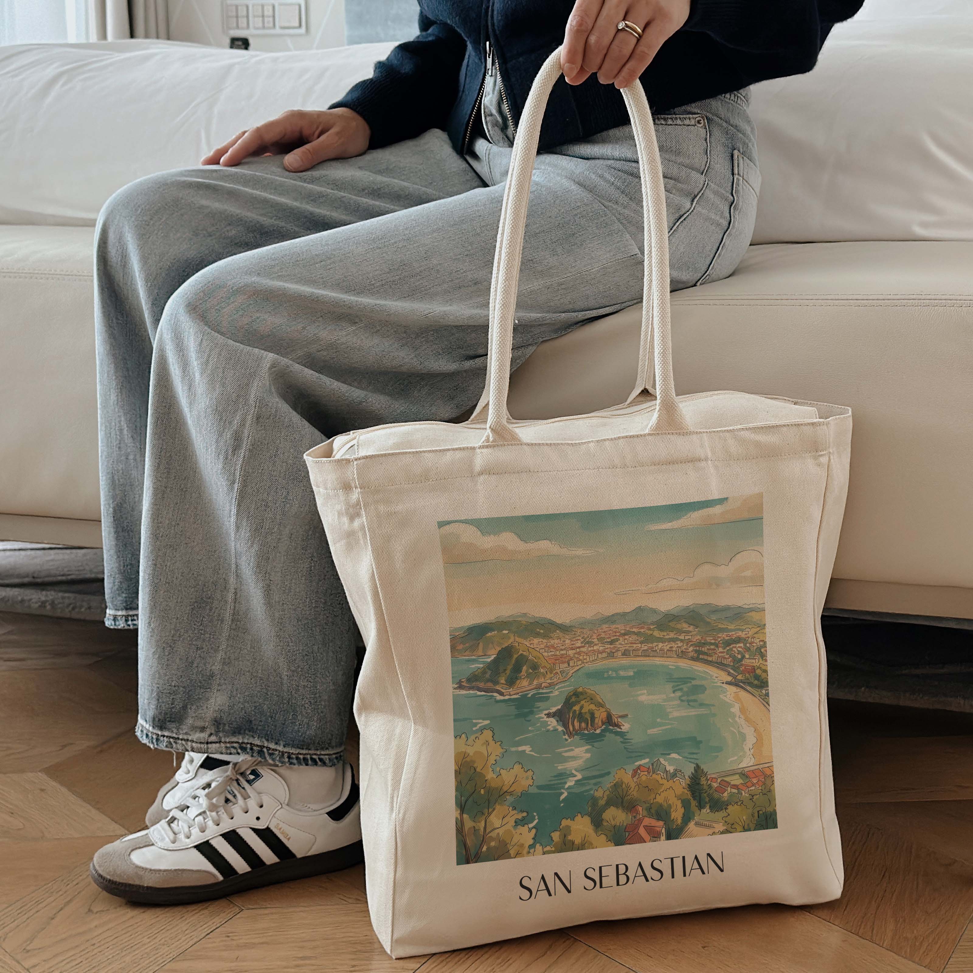 san-sebastian-spanien-einkaufstasche-aquarell