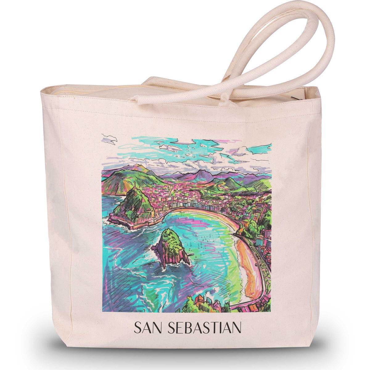 San Sebastian - Spanien Tote Bag - Einkaufstasche im Tag Graffiti Stil - favplace