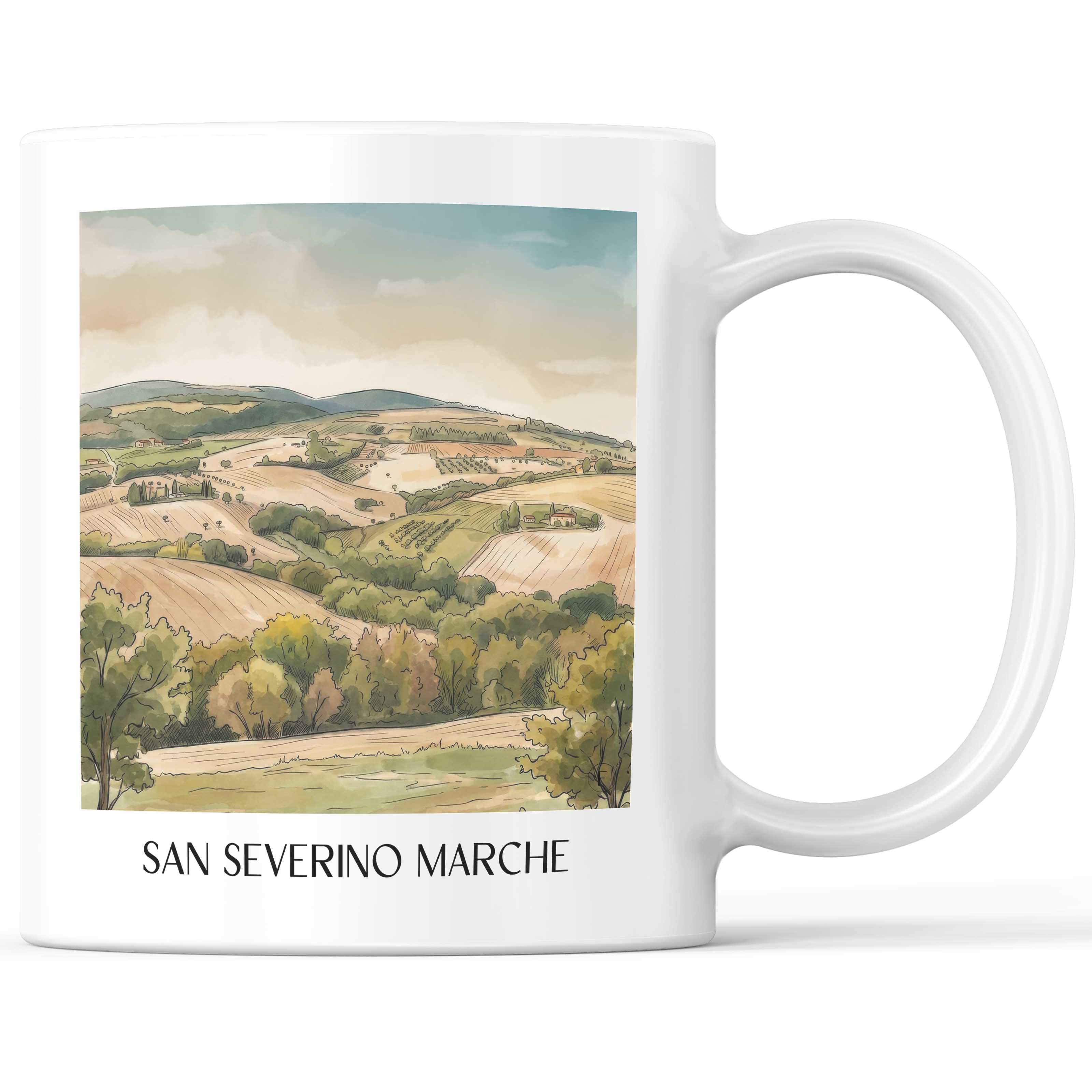 San Severino Marche Kaffeebecher - Marken - Italien Becher - Kaffeetasse im Aquarell Stil - favplace