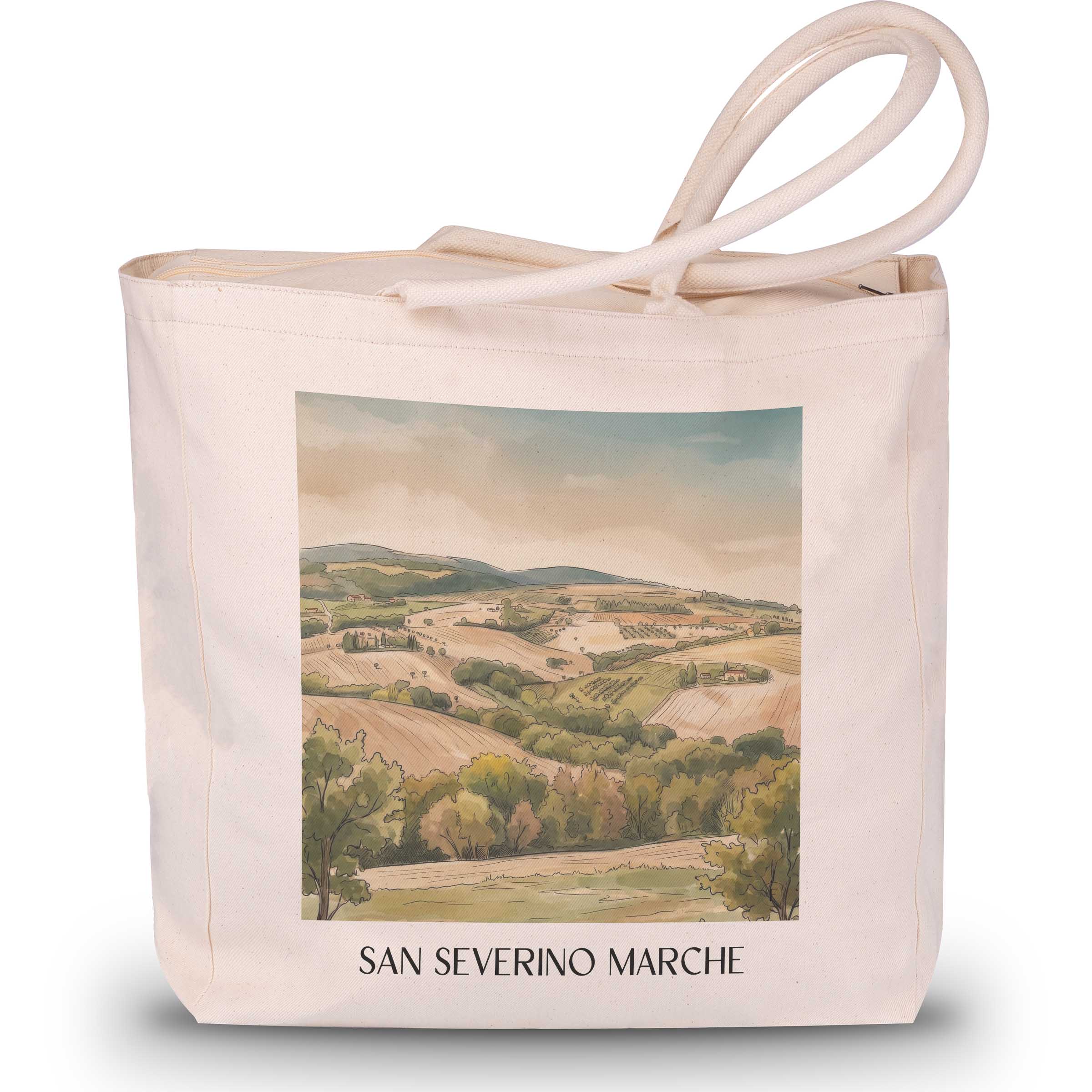 San Severino Marche Shopping Tasche - Marken - Italien Tote Bag - Einkaufstasche im Aquarell Stil - favplace