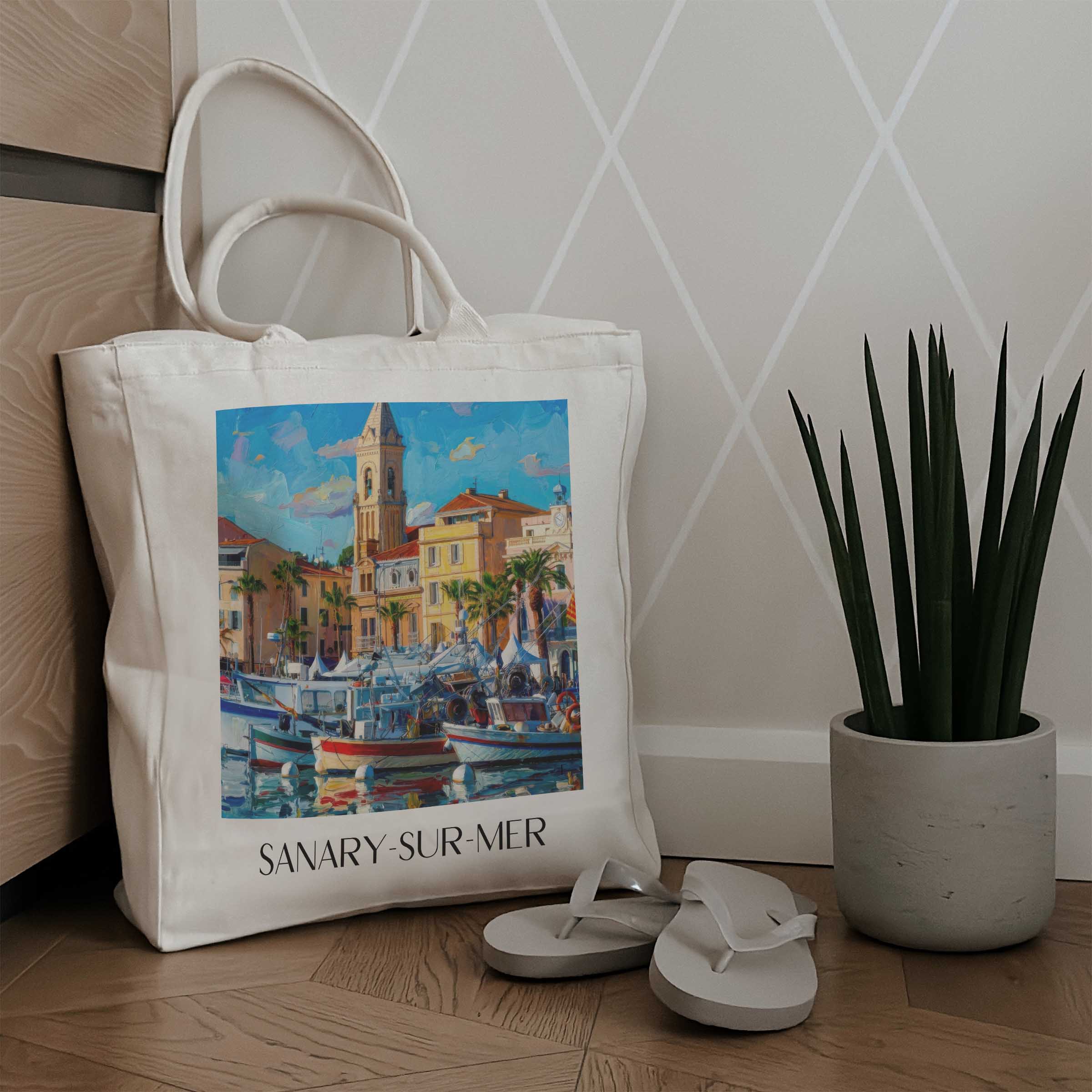 sanary-sur-mer-côte-provençale-frankreich-einkaufstasche-oil-painting-oelgemaelde