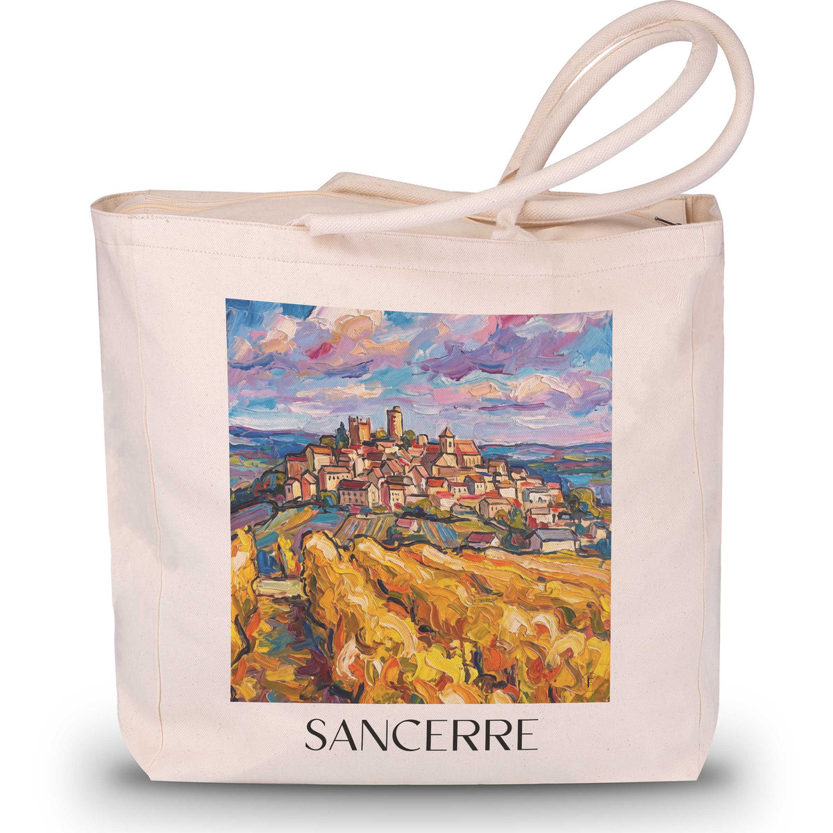 Sancerre Shopping Tasche - Val de Loire - Frankreich Tote Bag - Einkaufstasche im Ölgemälde Stil - favplace