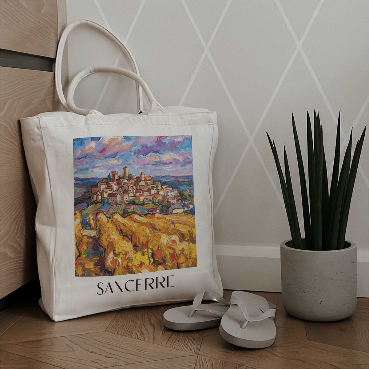 sancerre-val-de-loire-frankreich-einkaufstasche-oil-painting-oelgemaelde