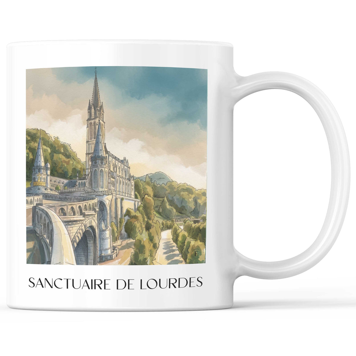 sanctuaire-de-lourdes-okzitanien-frankreich-kaffeebecher-aquarell