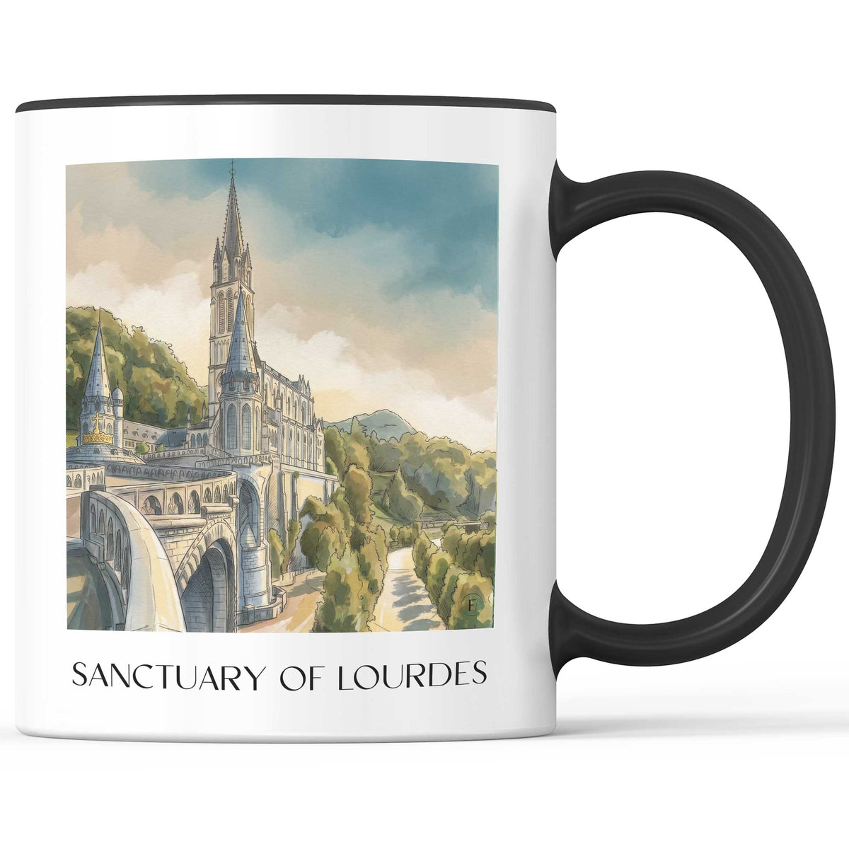 Sanctuaire de Lourdes Kaffeebecher - Okzitanien - Frankreich Becher - Kaffeetasse im Aquarell Stil - favplace