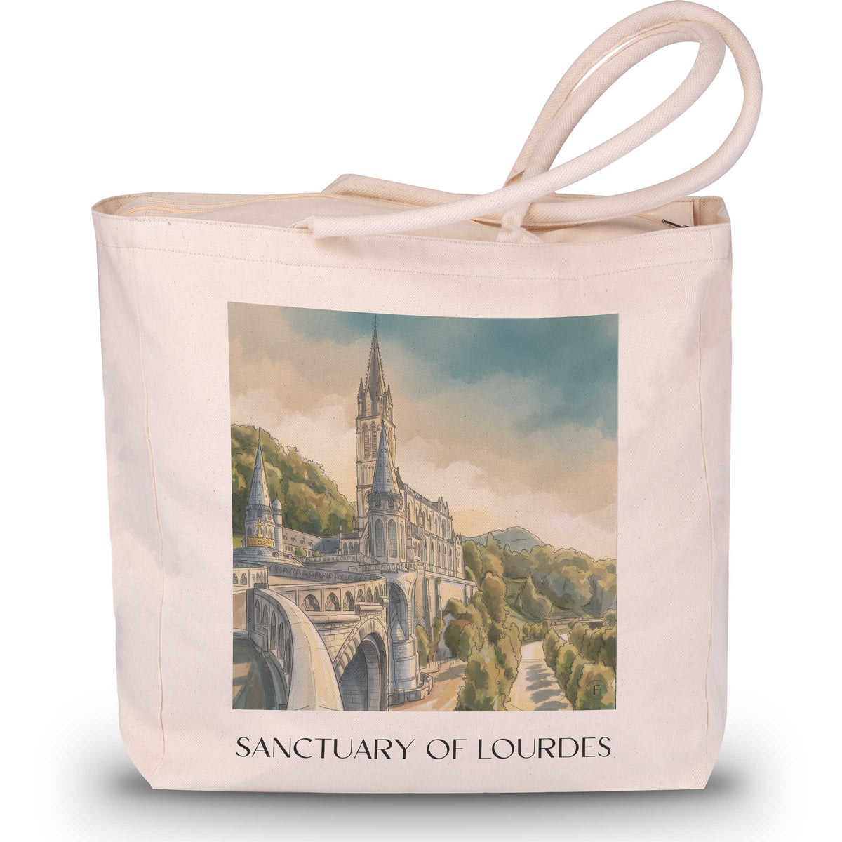 Sanctuaire de Lourdes Shopping Tasche - Okzitanien - Frankreich Tote Bag - Einkaufstasche im Aquarell Stil - favplace