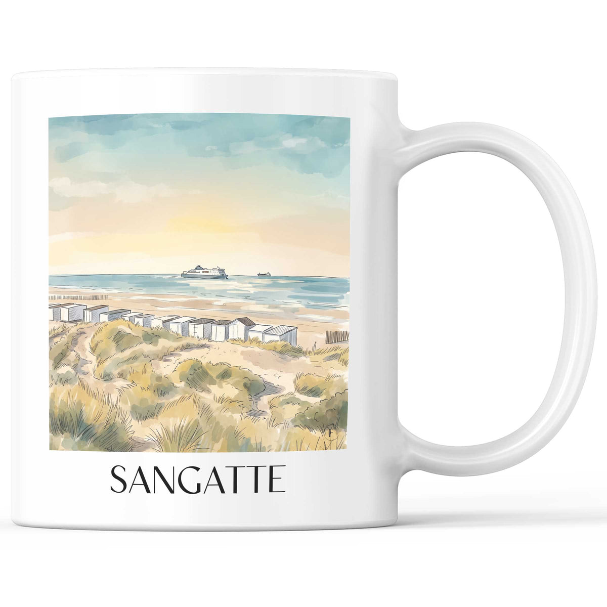 Sangatte Kaffeebecher - Côte d'Opale - Frankreich Becher - Kaffeetasse im Aquarell Stil - favplace