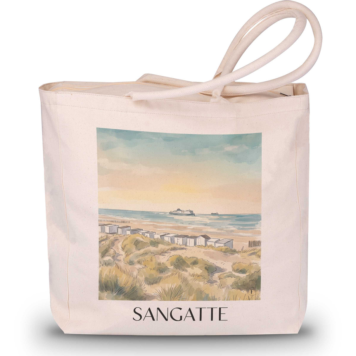 Sangatte Shopping Tasche - Côte d'Opale - Frankreich Tote Bag - Einkaufstasche im Aquarell Stil - favplace