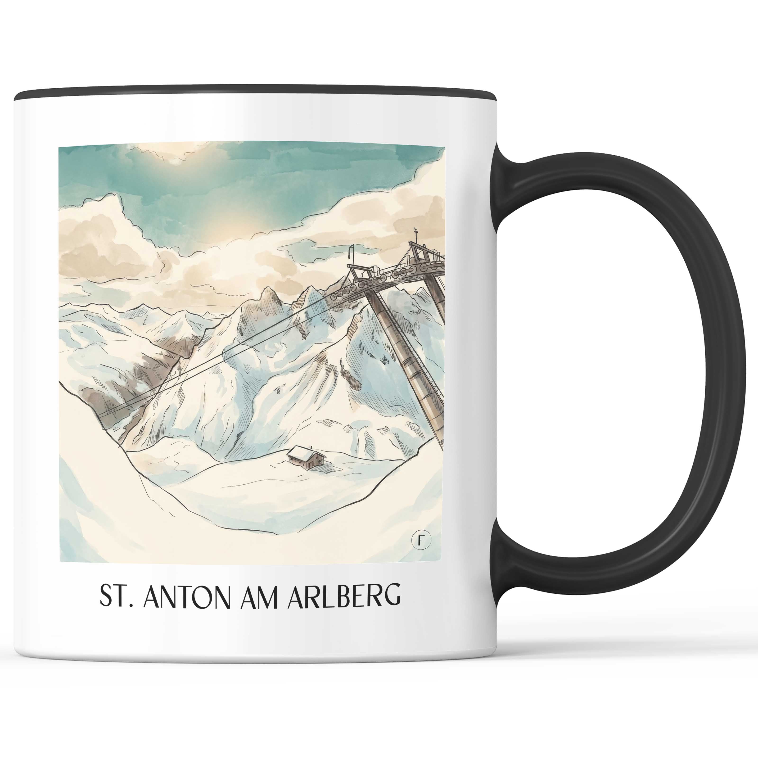 Sankt Anton am Arlberg Kaffeebecher - Tirol - Österreich Becher - Kaffeetasse im Aquarell Stil - favplace