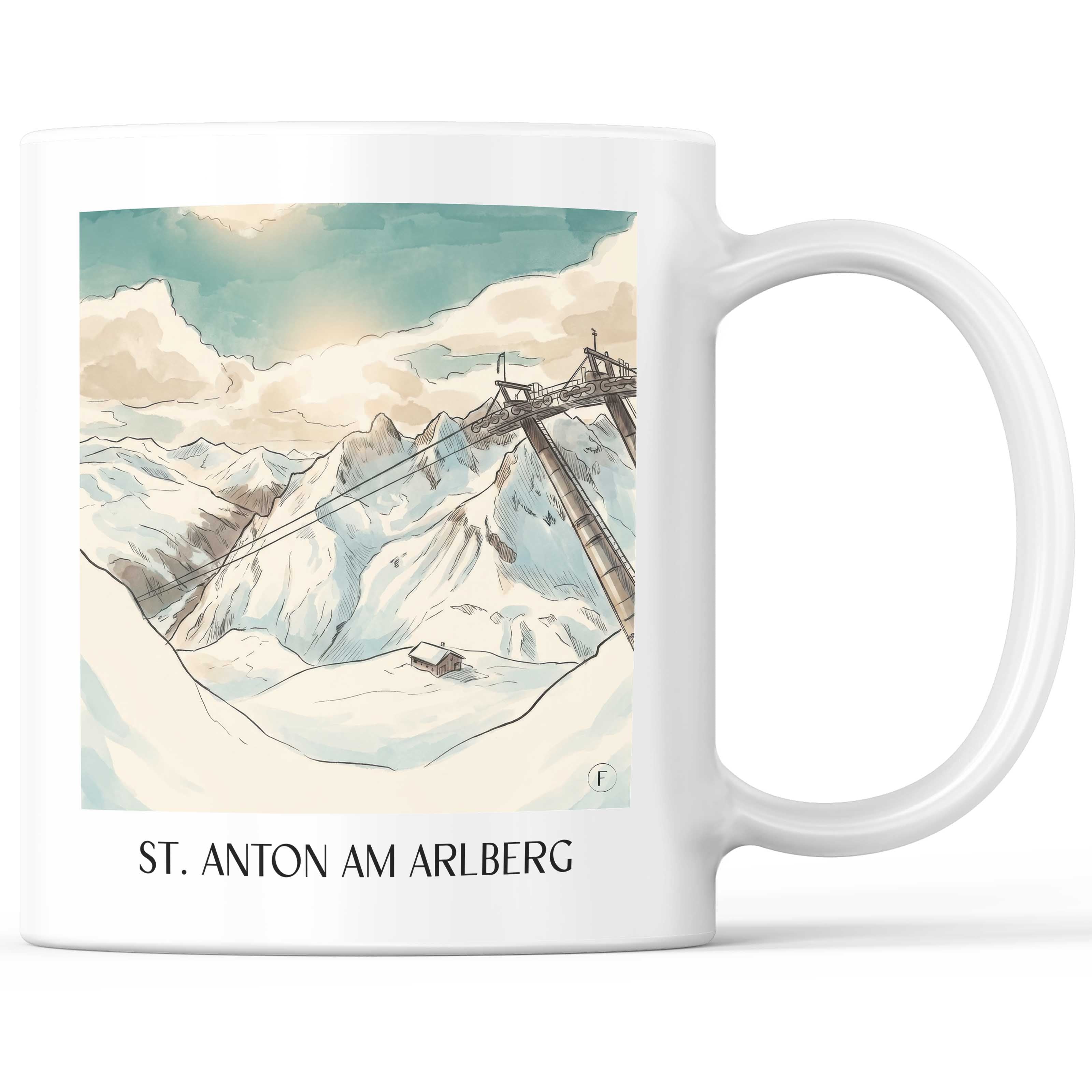 Sankt Anton am Arlberg Kaffeebecher - Tirol - Österreich Becher - Kaffeetasse im Aquarell Stil - favplace