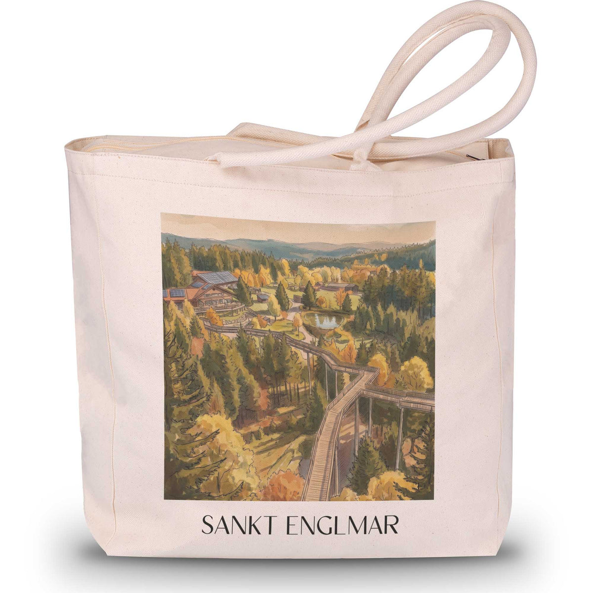 Sankt Englmar Shopping Tasche - Bayerischer Wald - Deutschland Tote Bag - Einkaufstasche im Aquarell Stil - favplace