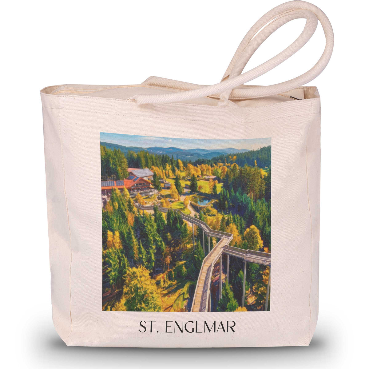 Sankt Englmar Shopping Tasche - Bayerischer Wald - Deutschland Tote Bag - Einkaufstasche im Ölgemälde Stil - favplace